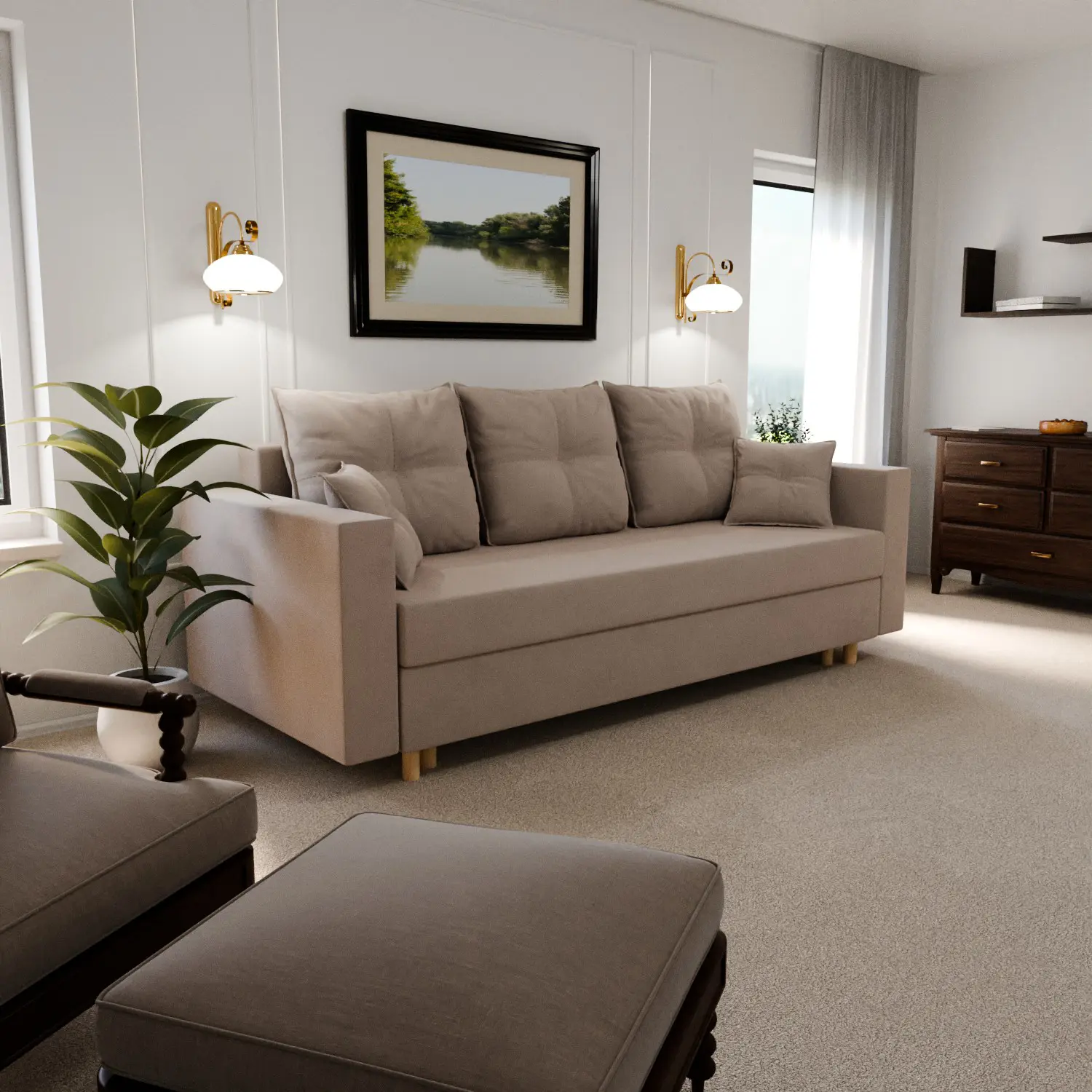 Изображение товара Раскладной диван-кровать Yorcom Гармония 220 см бежевый