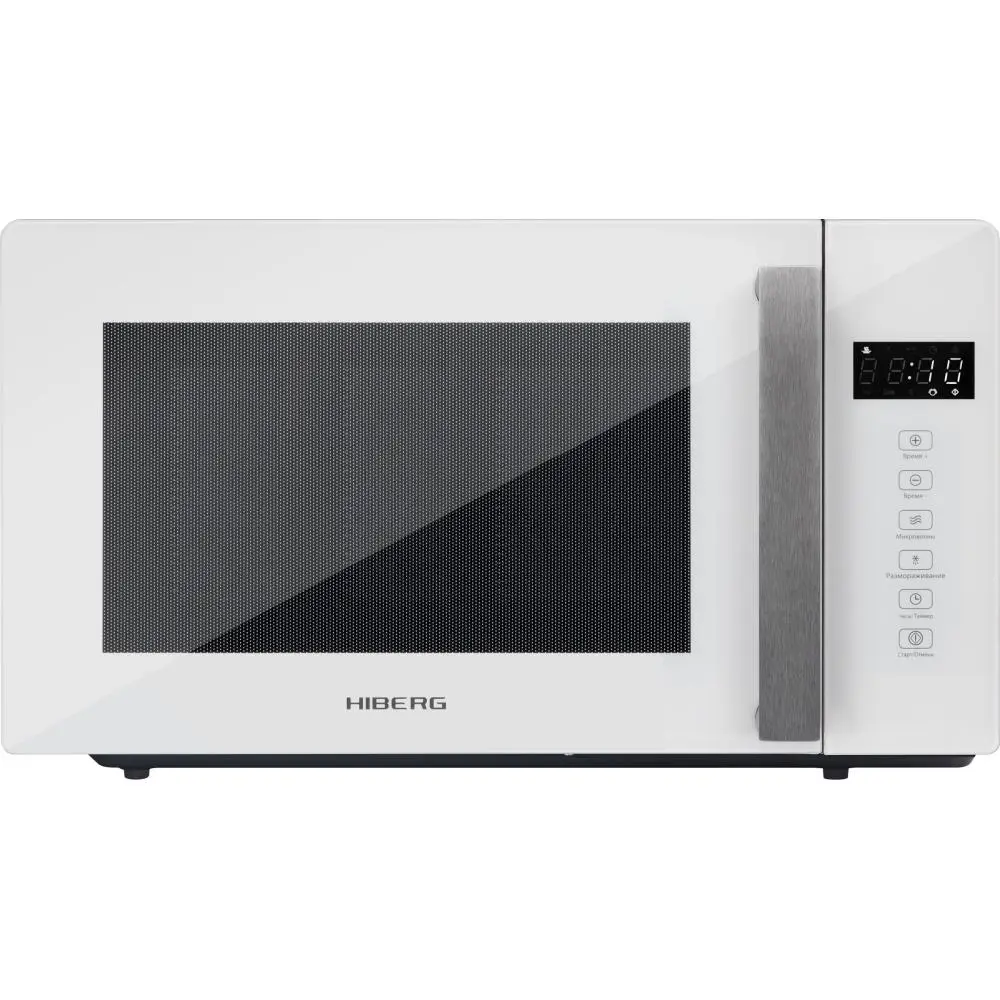 Изображение товара Микроволновая печь HIBERG i-VM 4088 W, СВЧ с поворотным столом, инвертор, 20 л, мощность 800 Вт, сенсорная, размораживание, таймер, белое стекло
