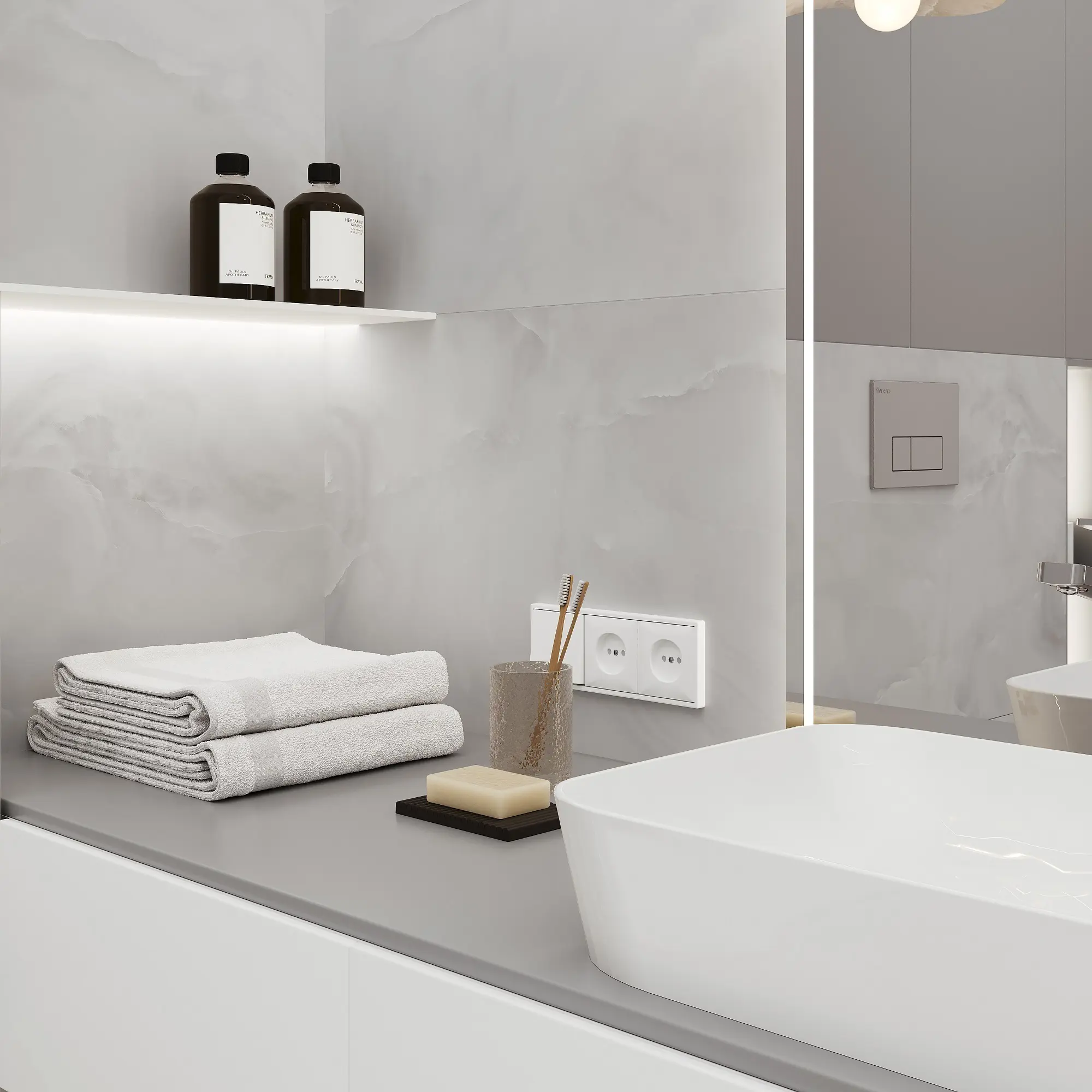 Изображение товара Глазурованный керамогранит Laparet Onyx Silk Grey 60x120 см 1.44 м² сатинированный цвет светло-серый