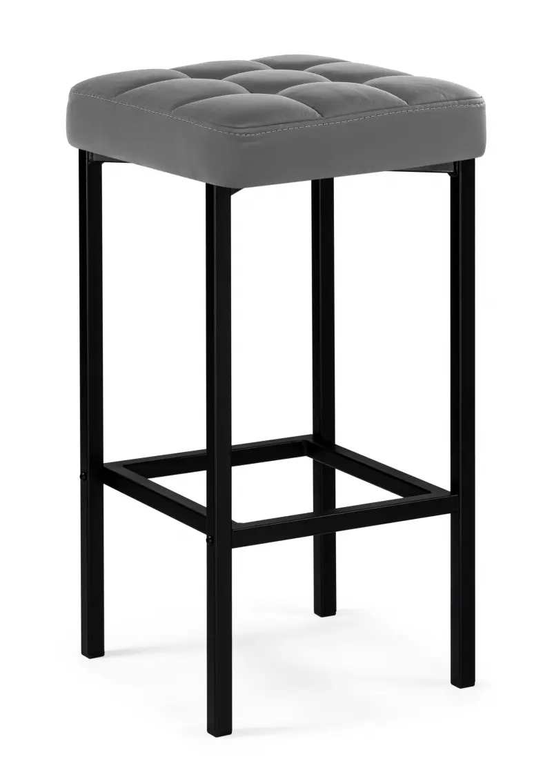 Изображение товара Полубарный стул Woodville 35x65 см цвет кож.зам. темно-серый / черный матовый