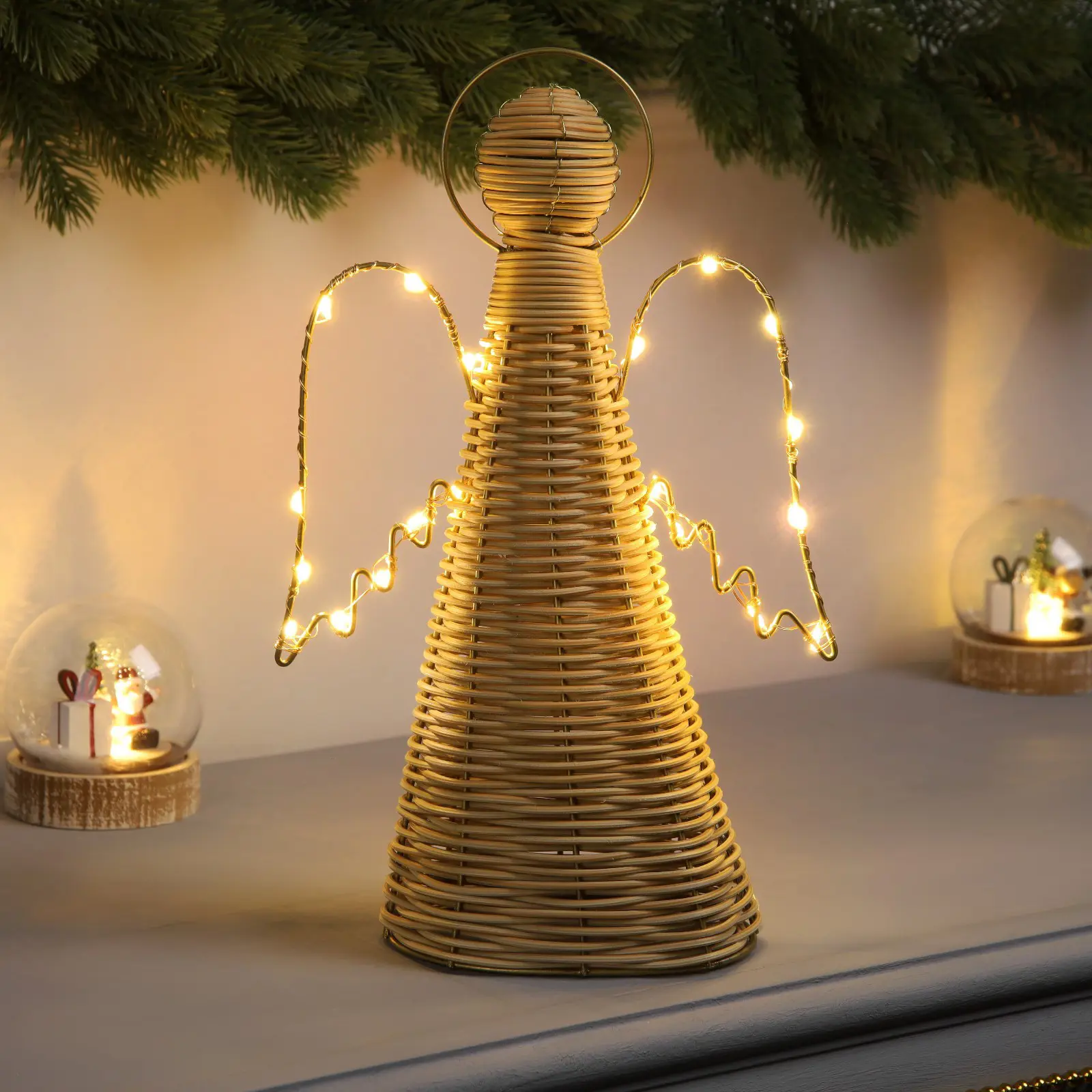 Изображение товара Светящаяся электрическая фигура Luazon lighting Ангел плетённый 10471491 разноцветный