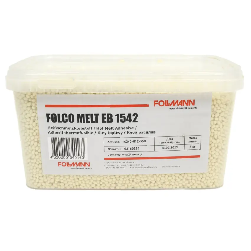 Изображение товара Клей расплав Фольманн Folco Melt EB 1542 5кг цвет белый
