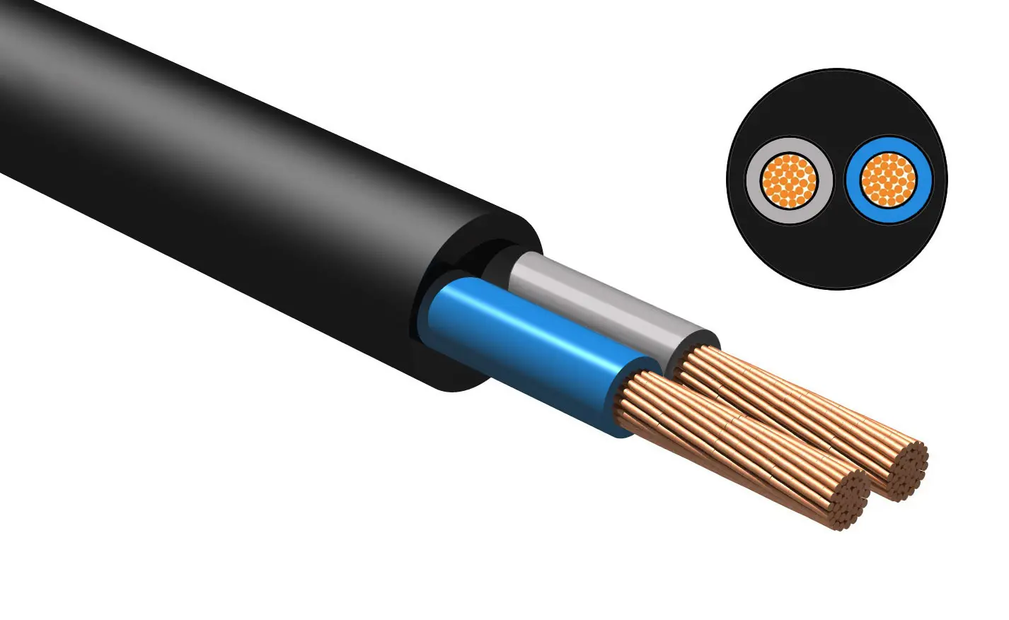 Изображение товара Электрический кабель Nvo КГТП 2x0.75 30 м ГОСТ цвет черный матовый