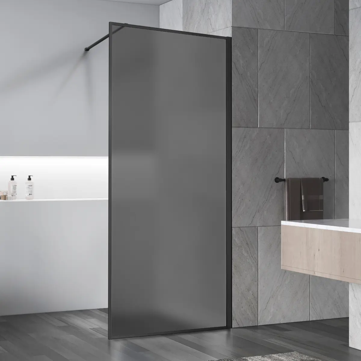 Изображение товара Душевая перегородка Vincea Walk-In VSW-1HP900GFB 90x200см черный профиль