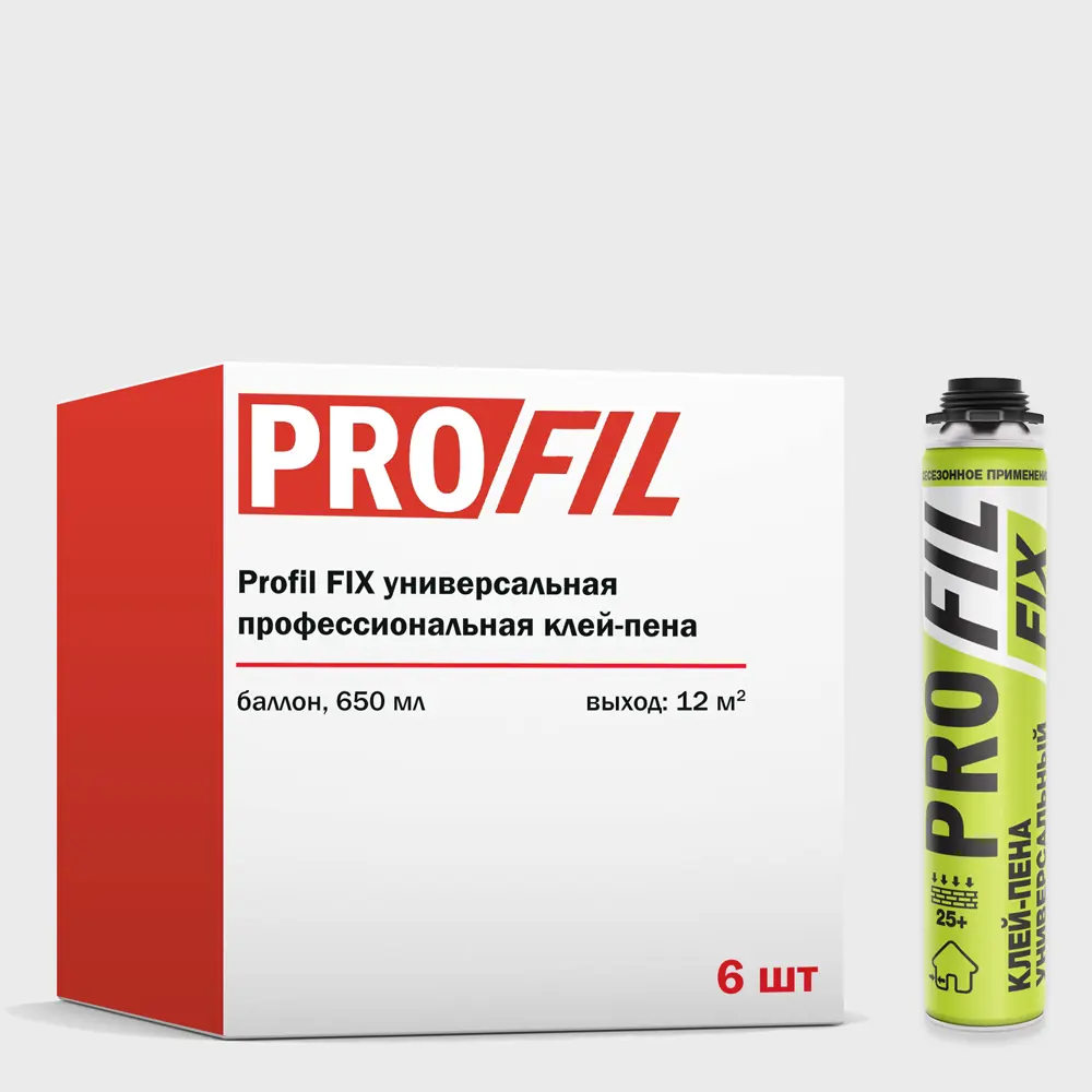 Изображение товара Пена монтажная профессиональная Profil Mpsd.kpp.fix.06 35 всесезонная 650 мл 6 шт