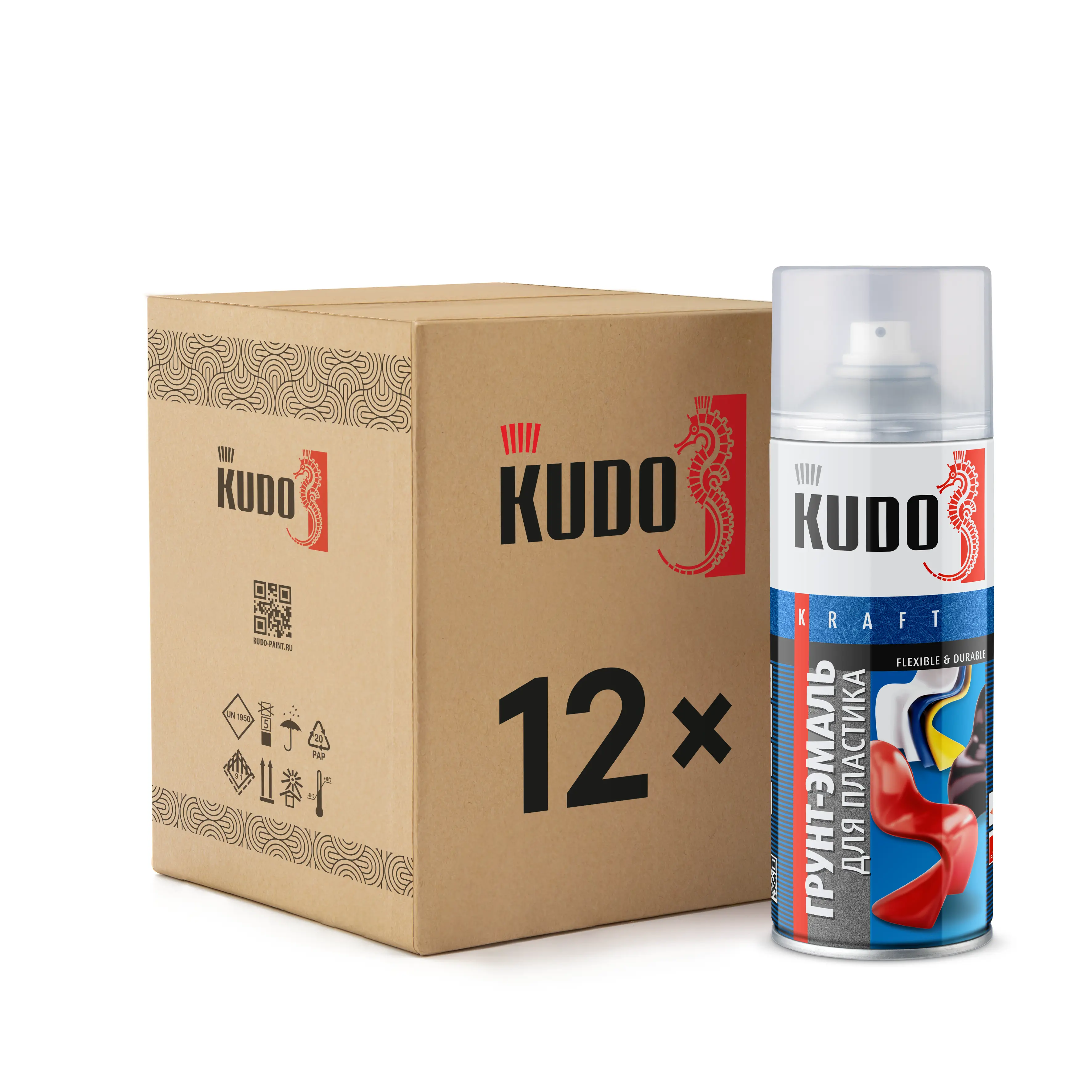 Изображение товара Грунт-эмаль Kudo для пластика коричневая 6.24 л 12 шт