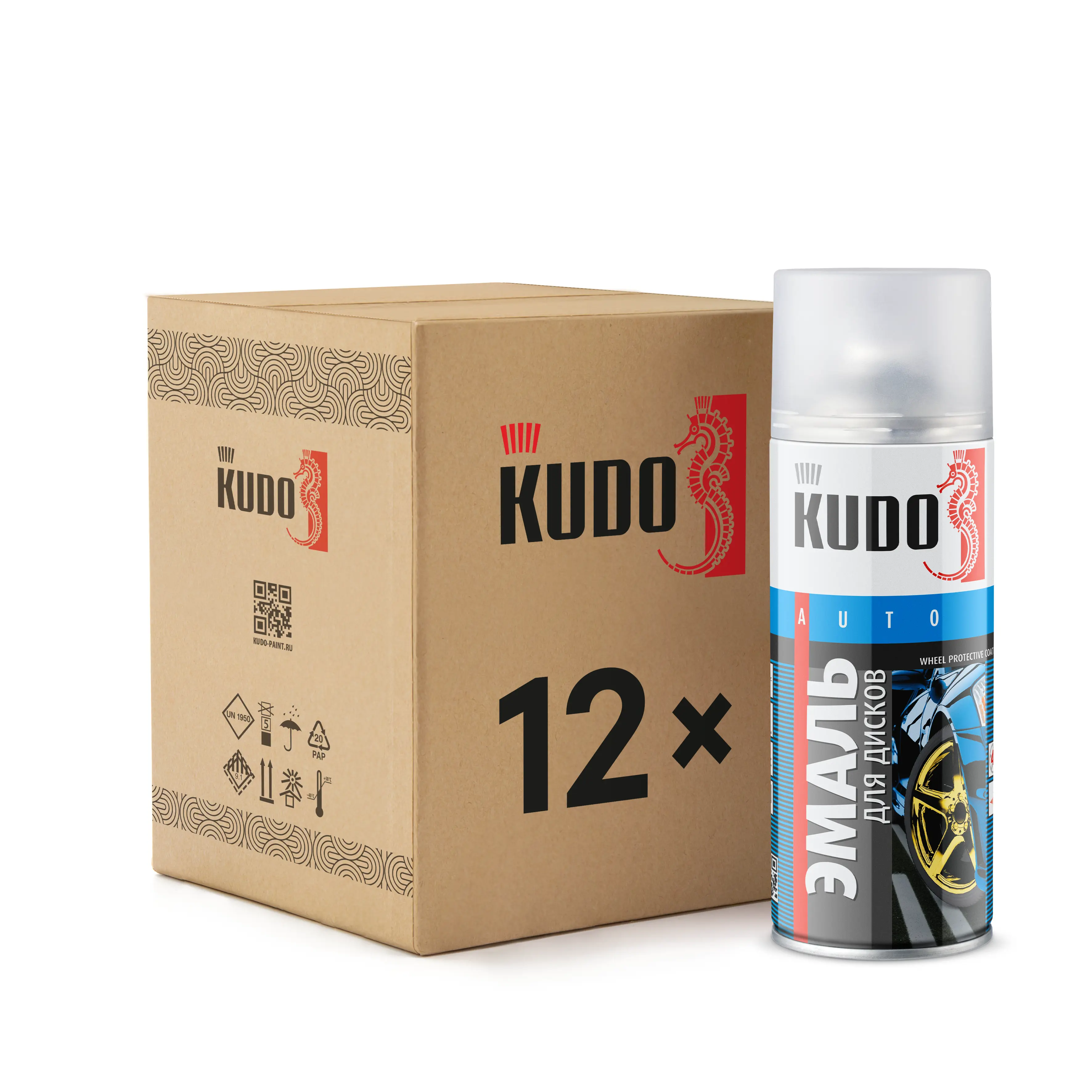 Изображение товара Эмаль аэрозольная для дисков Kudo черная матовая 312 мл 6 шт