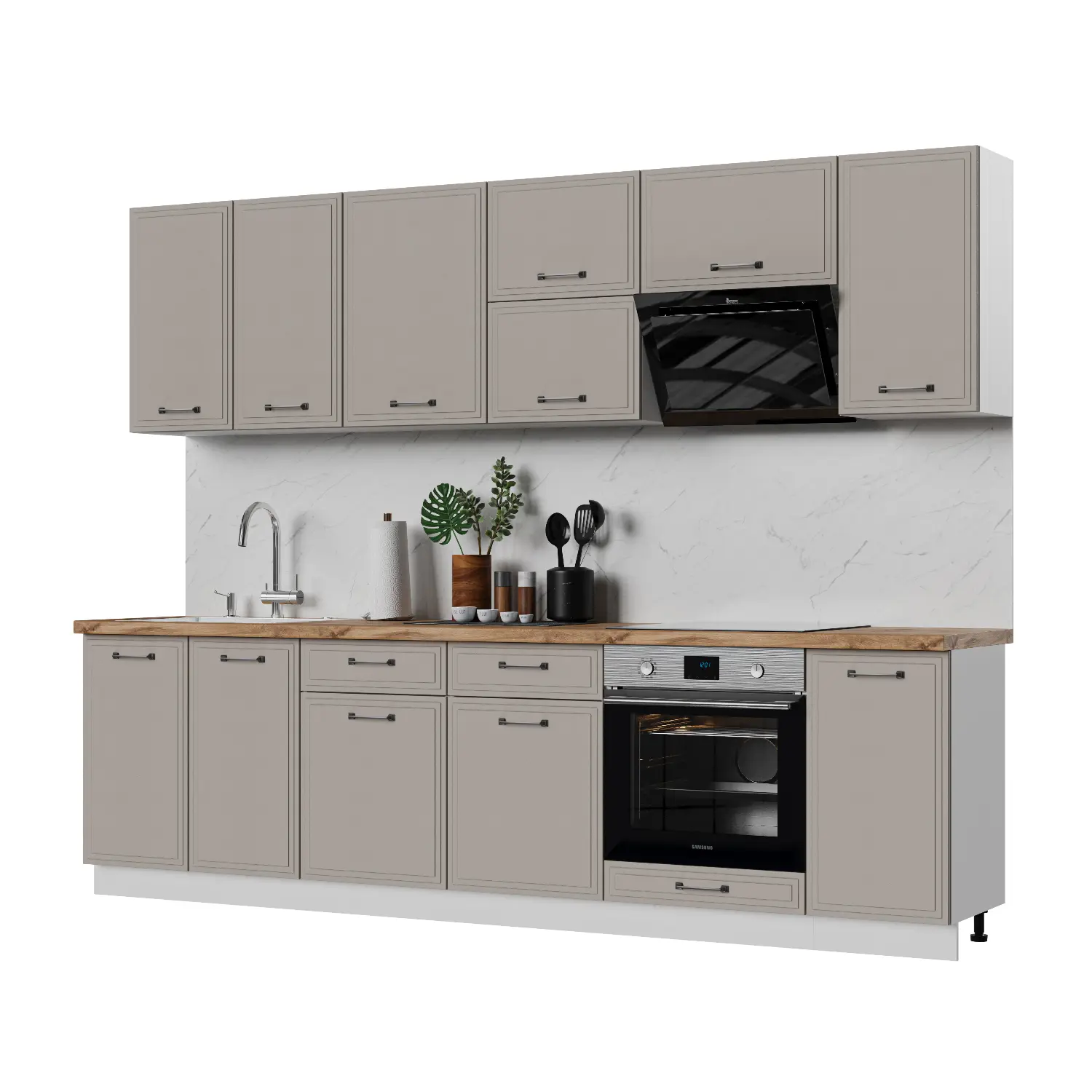 Изображение товара Кухонный гарнитур Стендмебель Индира УТ000587846 280x217x47.8 см ЛДСП цвет белый, дюна