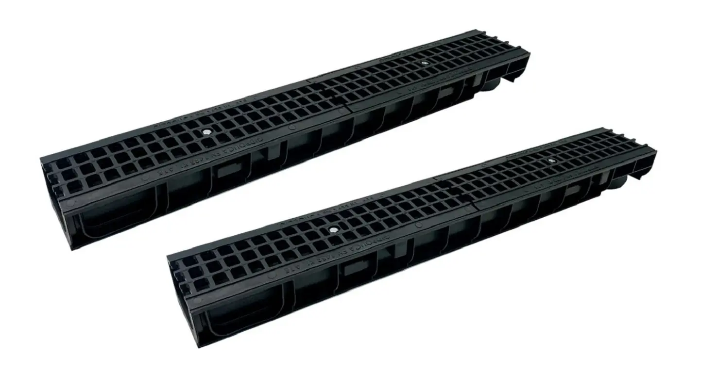 Изображение товара Лоток водосточный Gidrolica Standart с пластиковой решеткой 1000x146x80мм черный 2шт