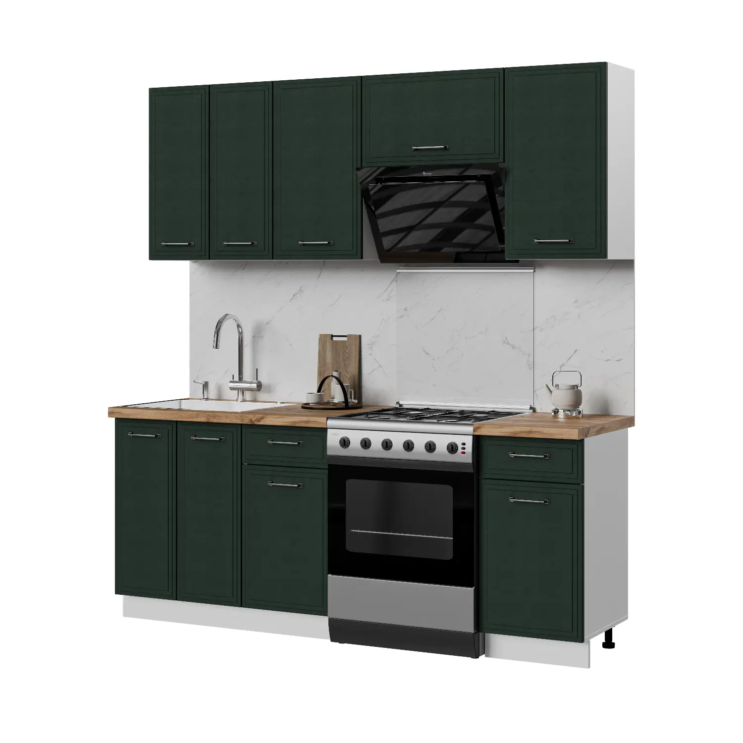 Изображение товара Кухонный гарнитур Стендмебель Индира УТ000587953 200x217x60 см ЛДСП цвет белый, сланец