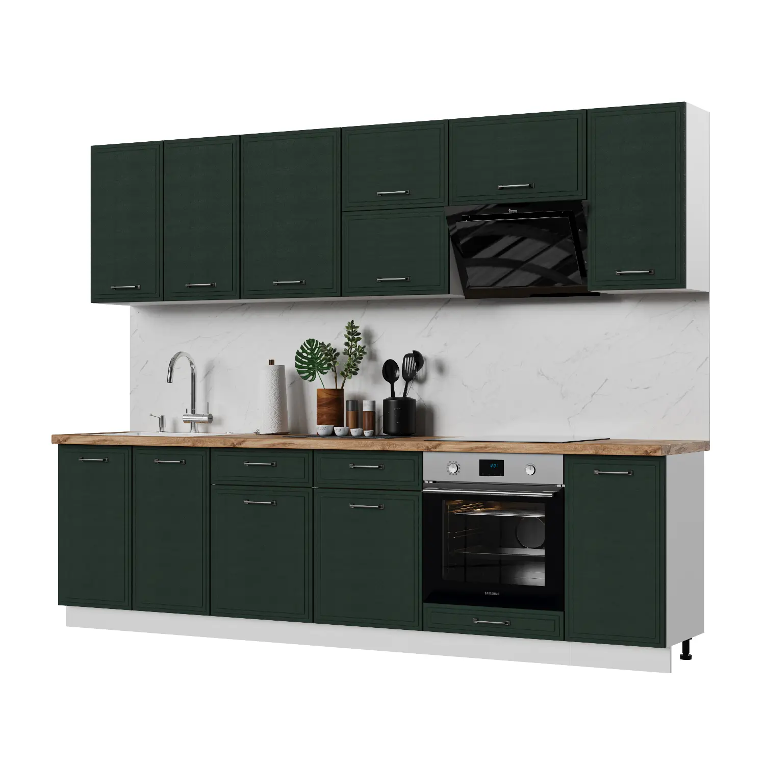 Изображение товара Кухонный гарнитур Стендмебель Индира УТ000588058 280x217x60 см ЛДСП цвет белый, сланец