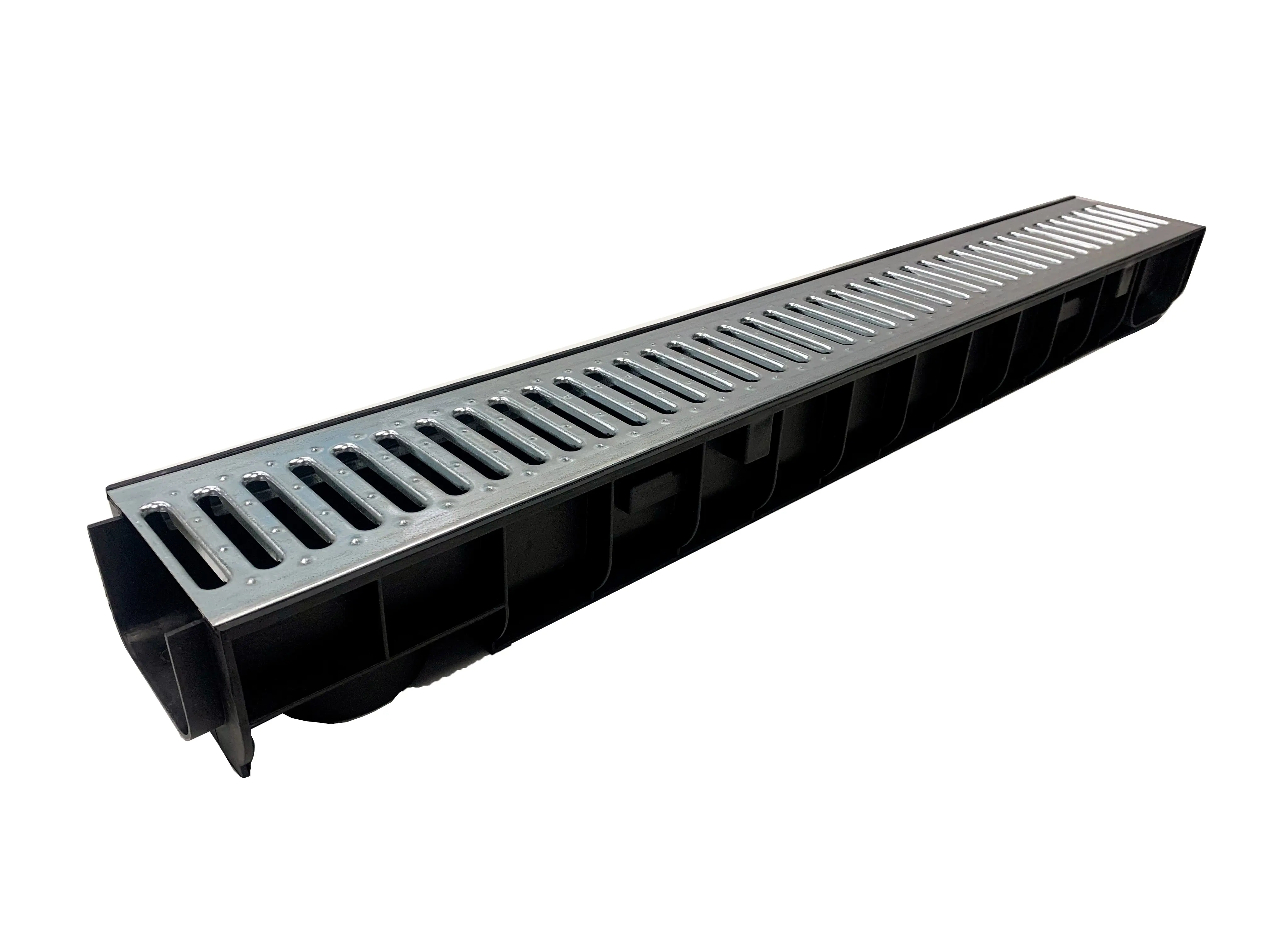 Изображение товара Лоток водосточный Gidrolica Standart с оцинкованной решеткой 1000x146x100мм черный