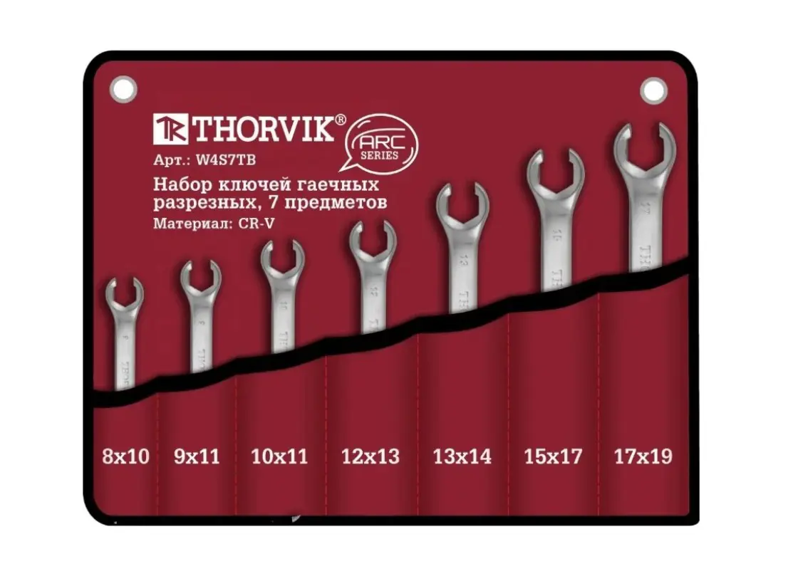 Изображение товара Набор ключей разрезных Thorvik W4S7TB 8-19 мм 7 шт