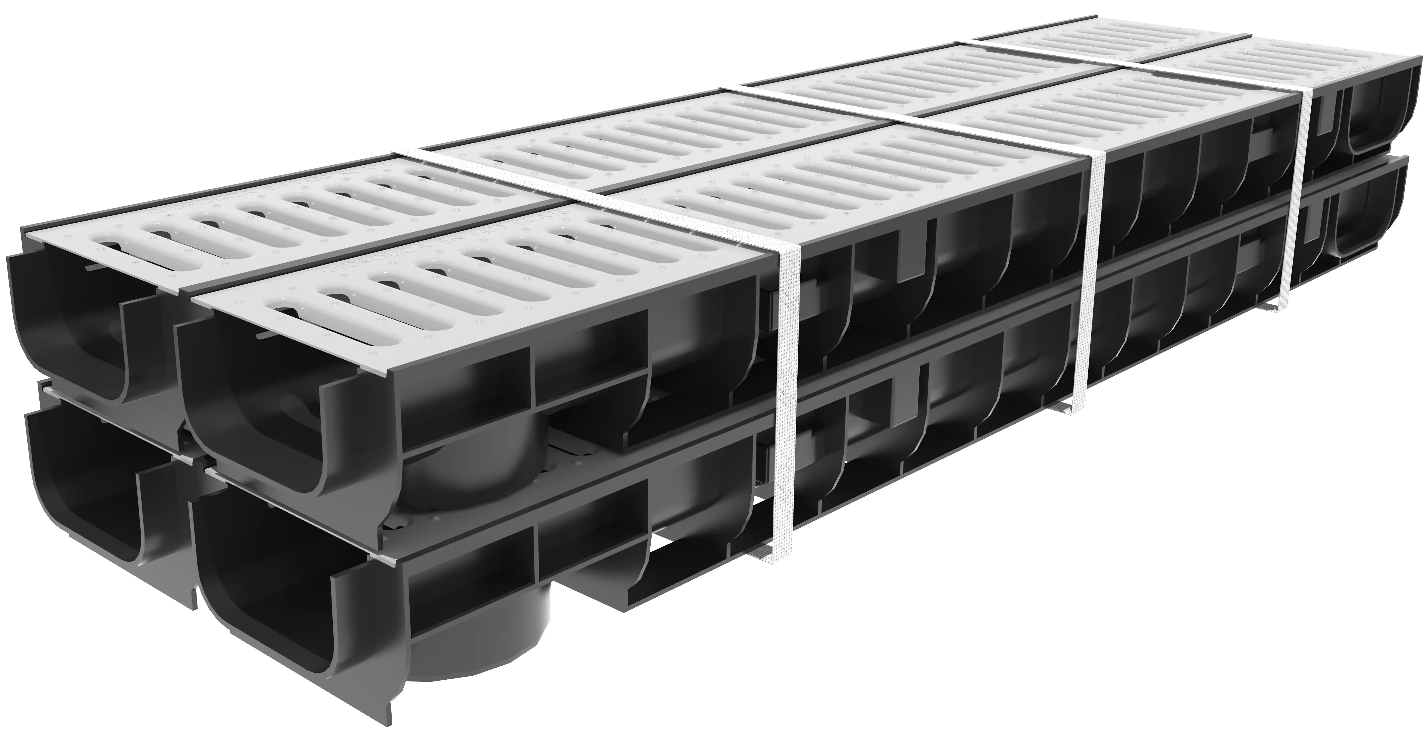 Изображение товара Лоток водосточный Gidrolica Standart с оцинкованной решеткой 1000x146x80мм черный 4шт