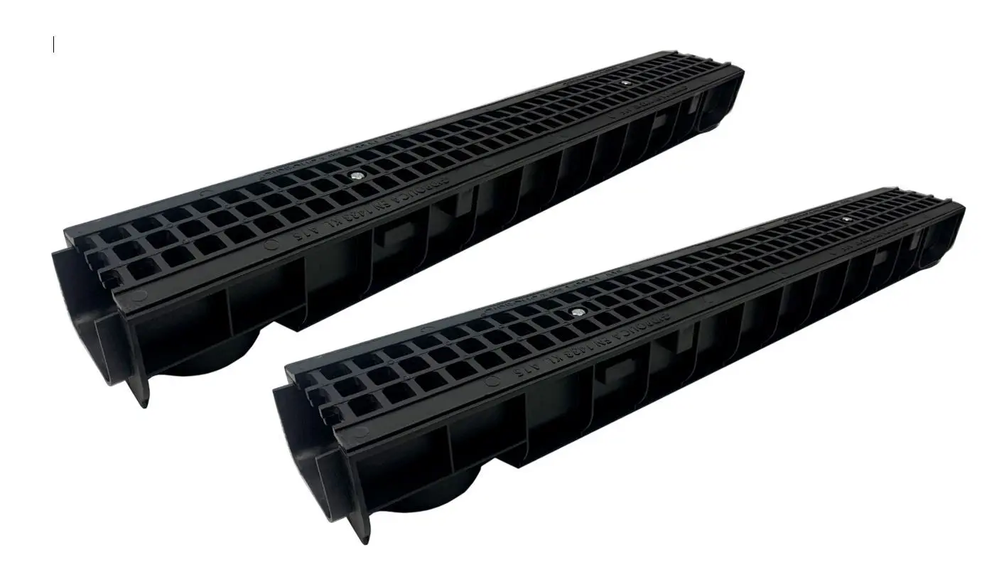 Изображение товара Лоток водосточный Gidrolica Standart 1000x146x100мм черный 2шт