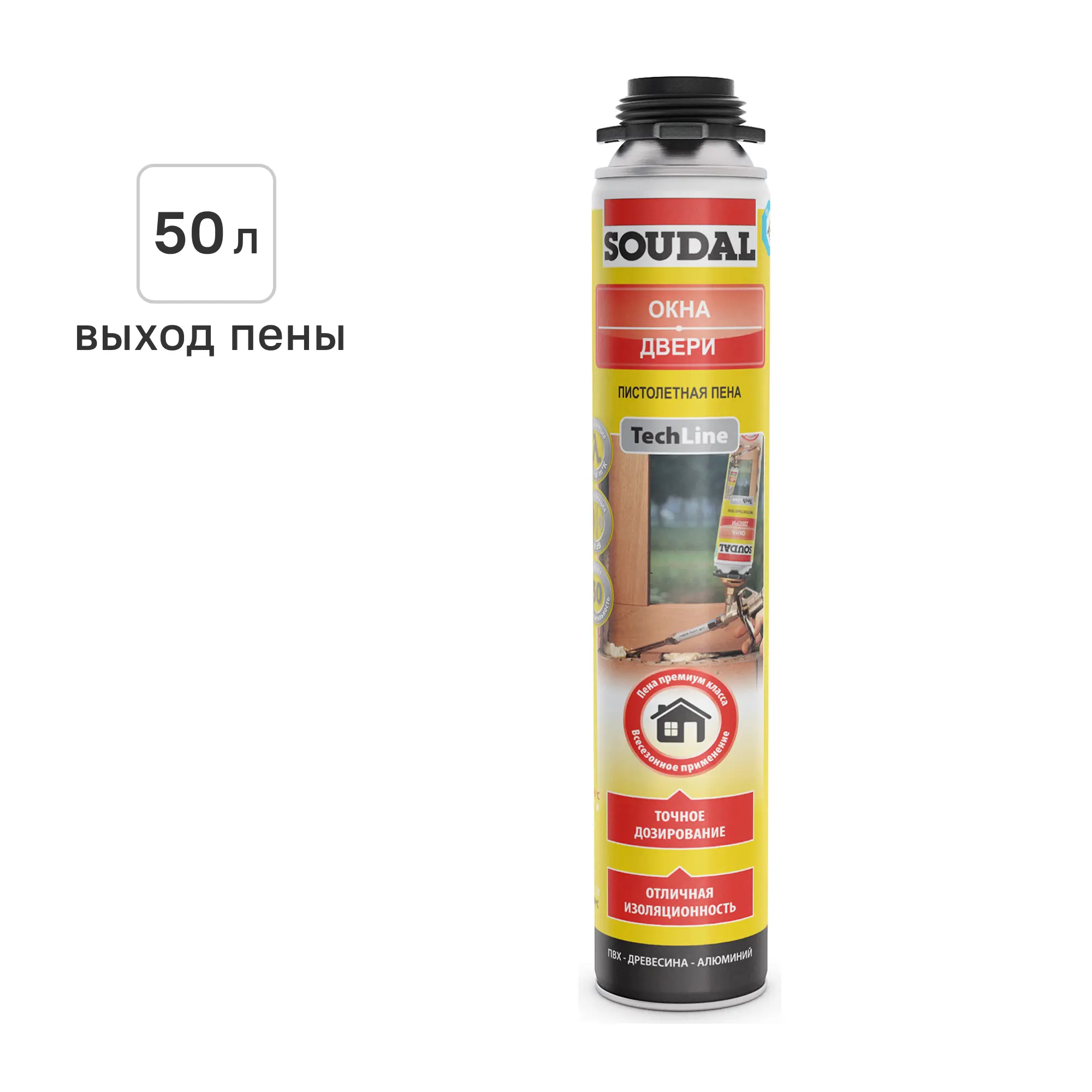 Изображение товара Пена монтажная профессиональная Soudal Tech Line Окна-Двери всесезонная 750 мл