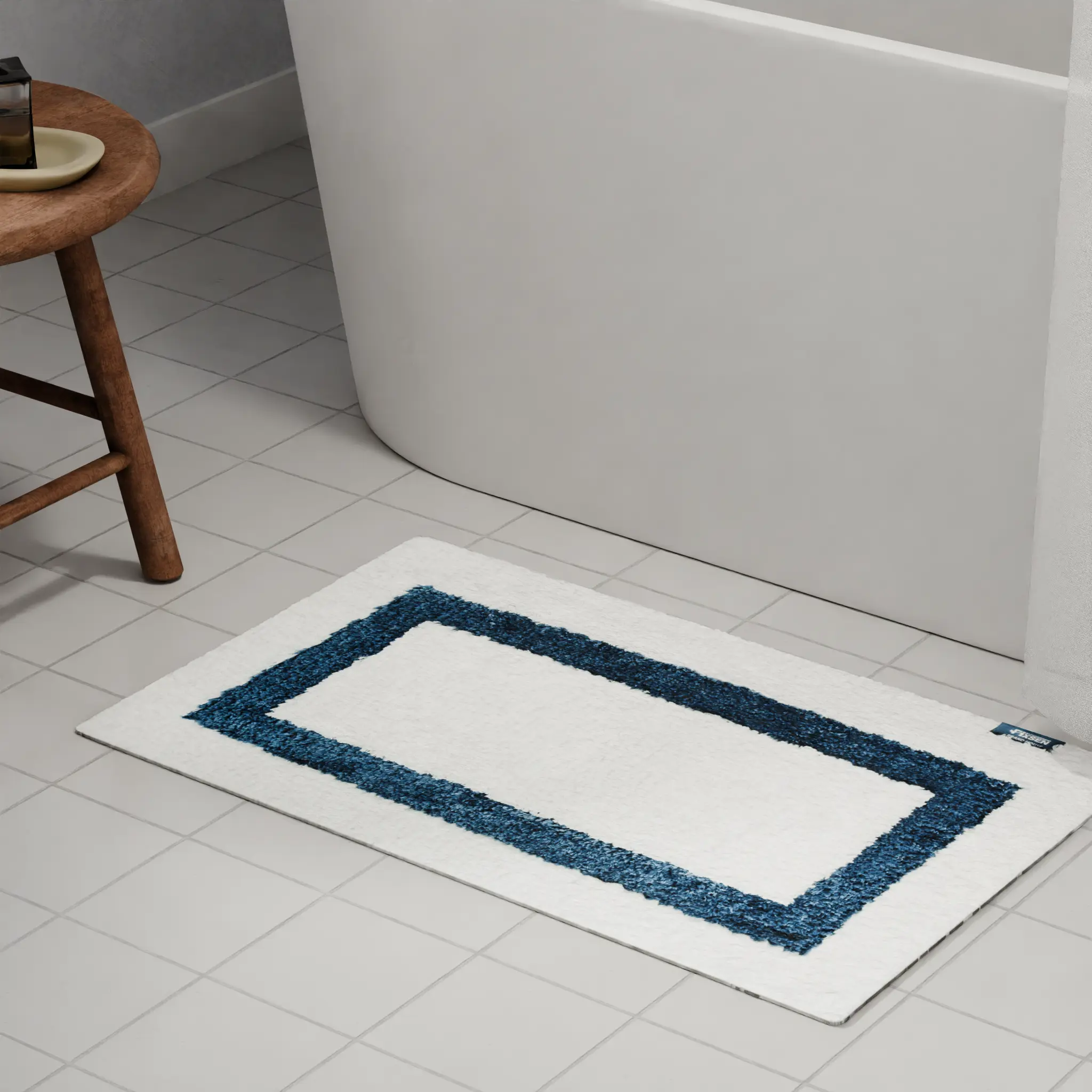 Изображение товара Коврик для ванной Fixsen Presto 50x80 см бело-синий противоскользящий