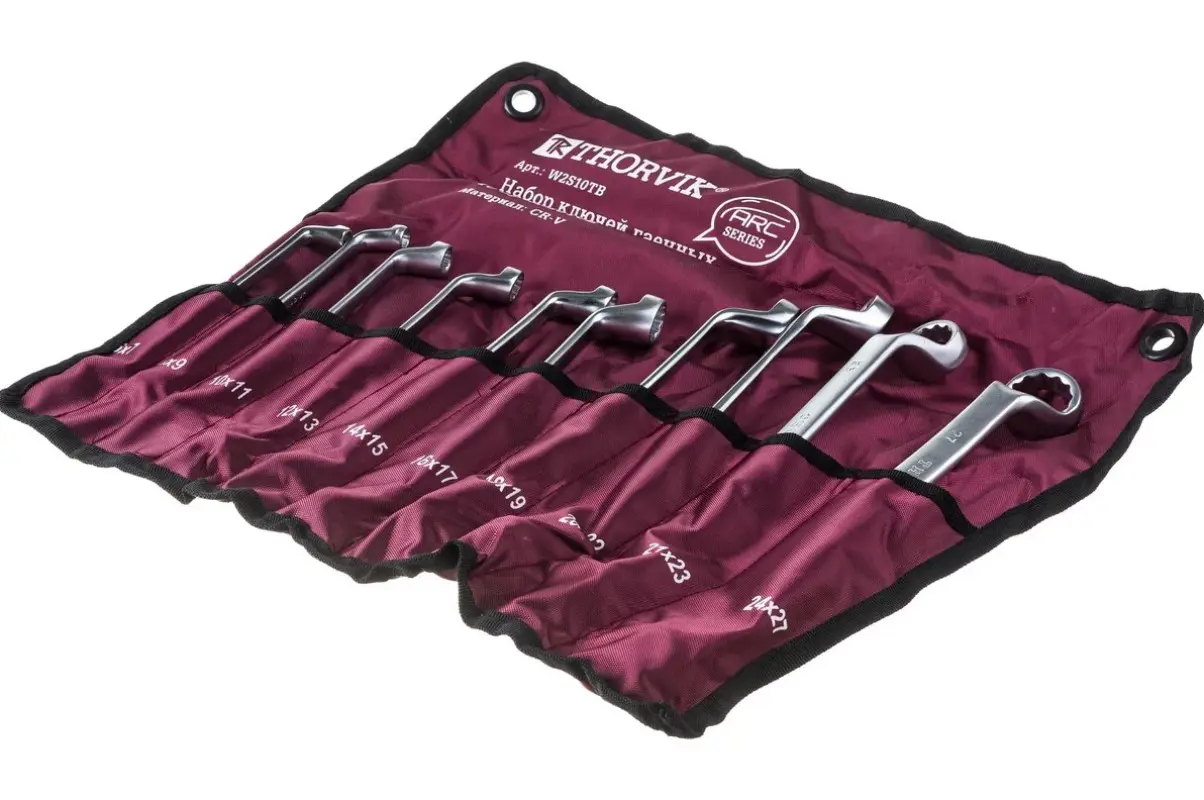 Изображение товара Набор ключей накидных шестигранных Thorvik W2S10TB 6-27 мм, 10 шт
