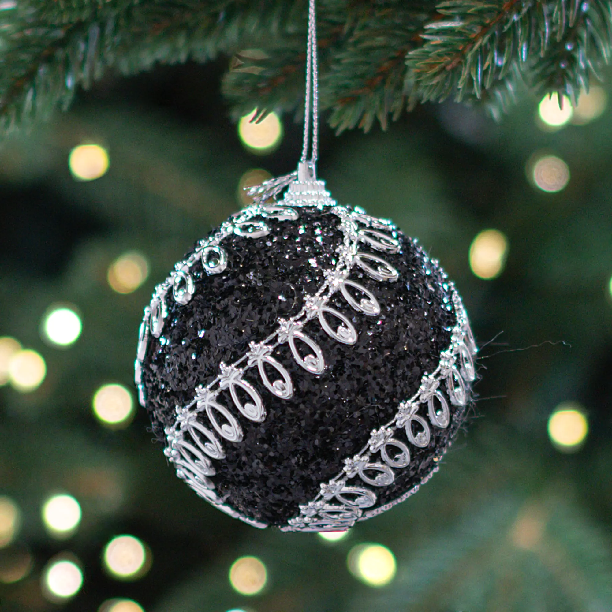 Изображение товара Шар елочный KREAFORTA с декором ø8 см черный