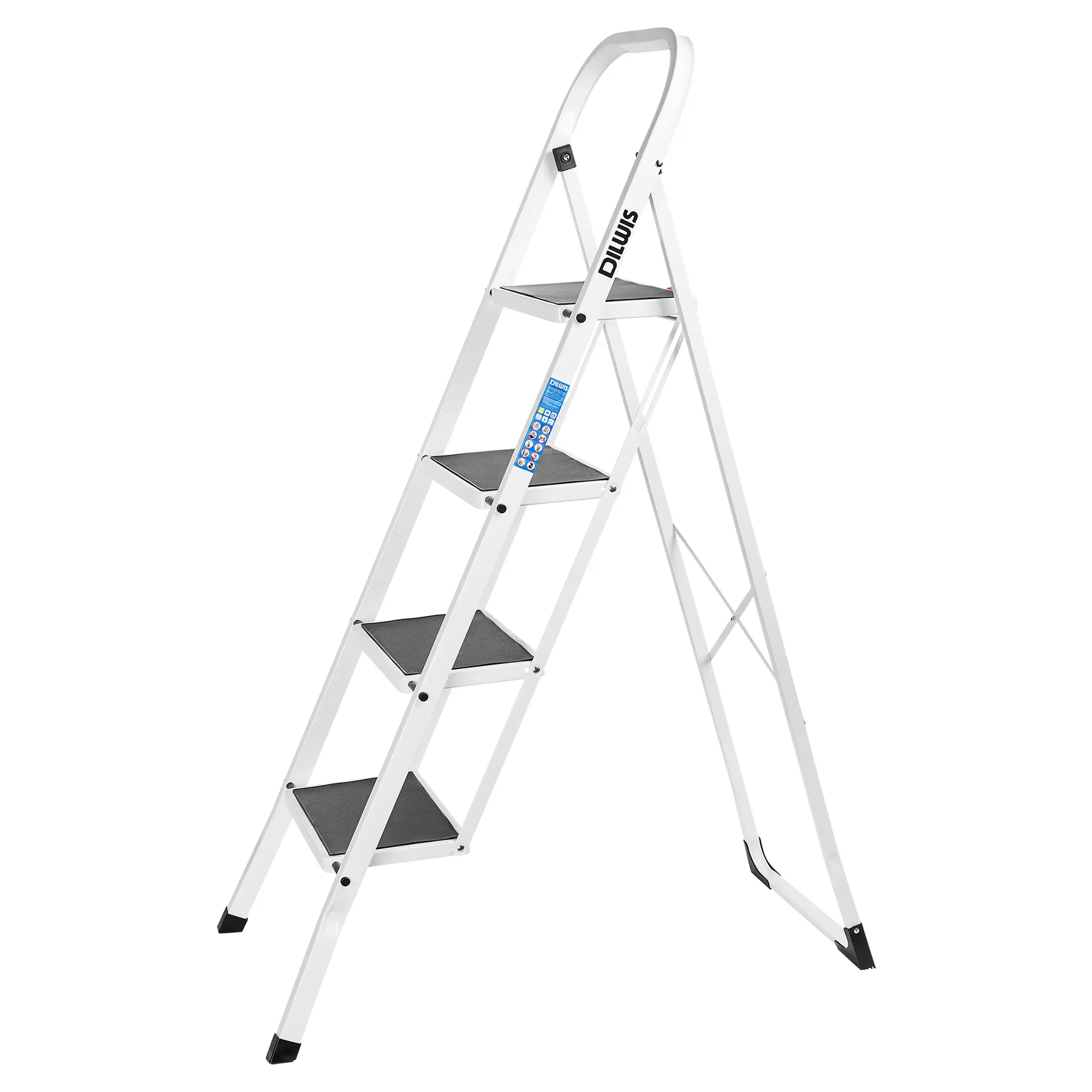 Изображение товара Стремянка стальная DILWIS 97704, 4 ступени, максимальная нагрузка 150 кг