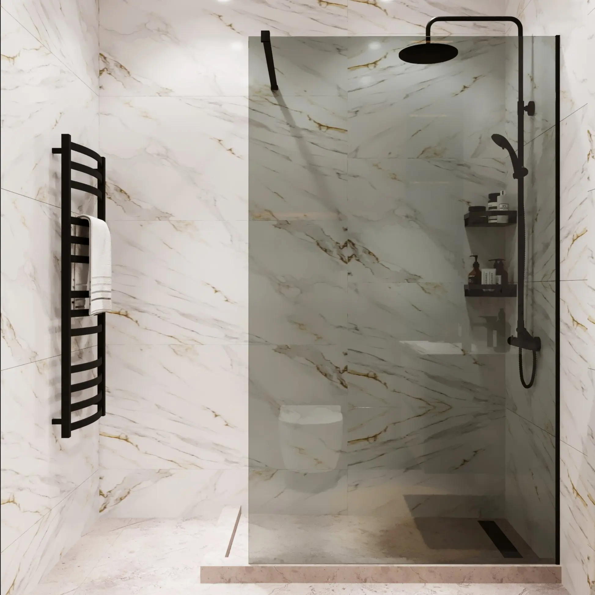 Изображение товара Душевая перегородка Mebelvann 110x200 см черный профиль тонированное стекло