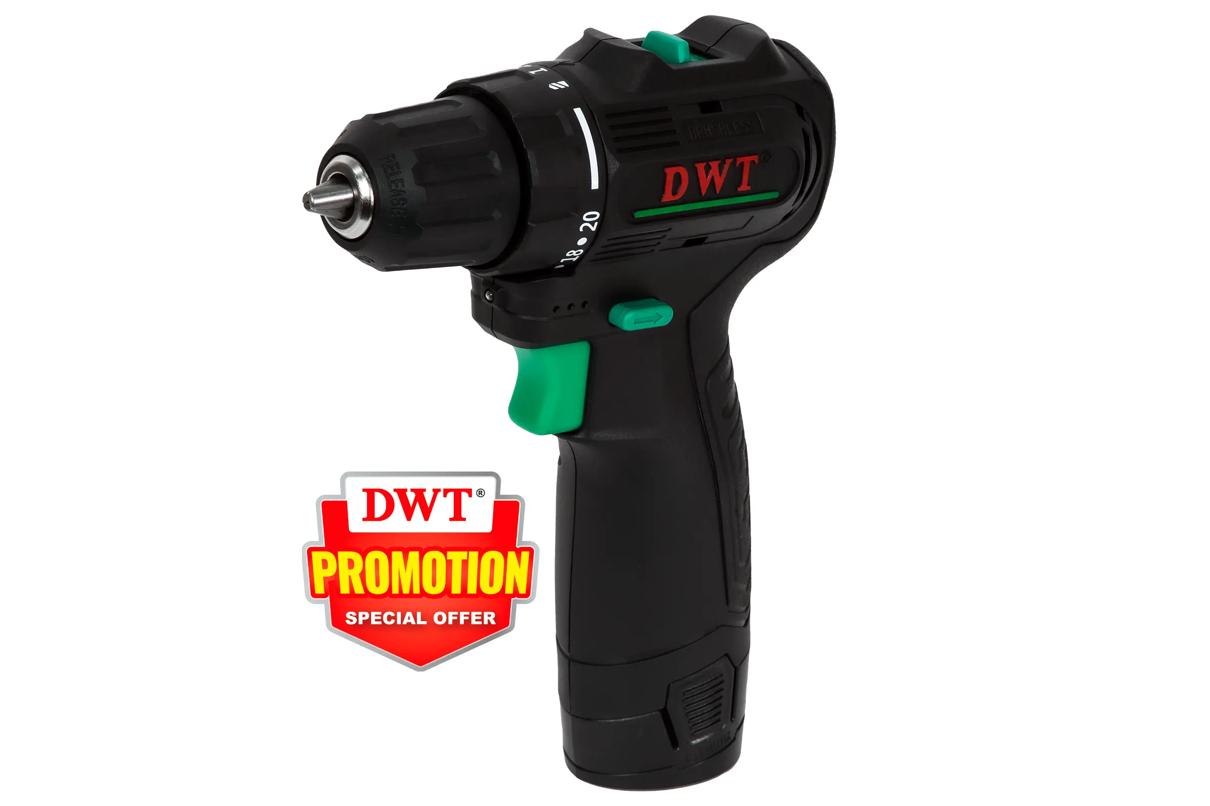 Изображение товара Аккумуляторная дрель-шуруповерт DWT ABSP-12 DN-2 BMC 12 В Li-Ion 2x2 Ач