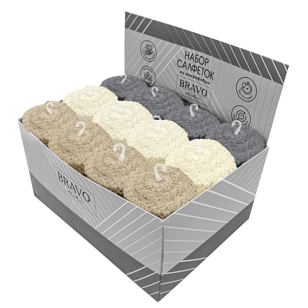 Изображение товара Полотенце махровое Bravo 30x30 см цвет разноцветный 3 шт.