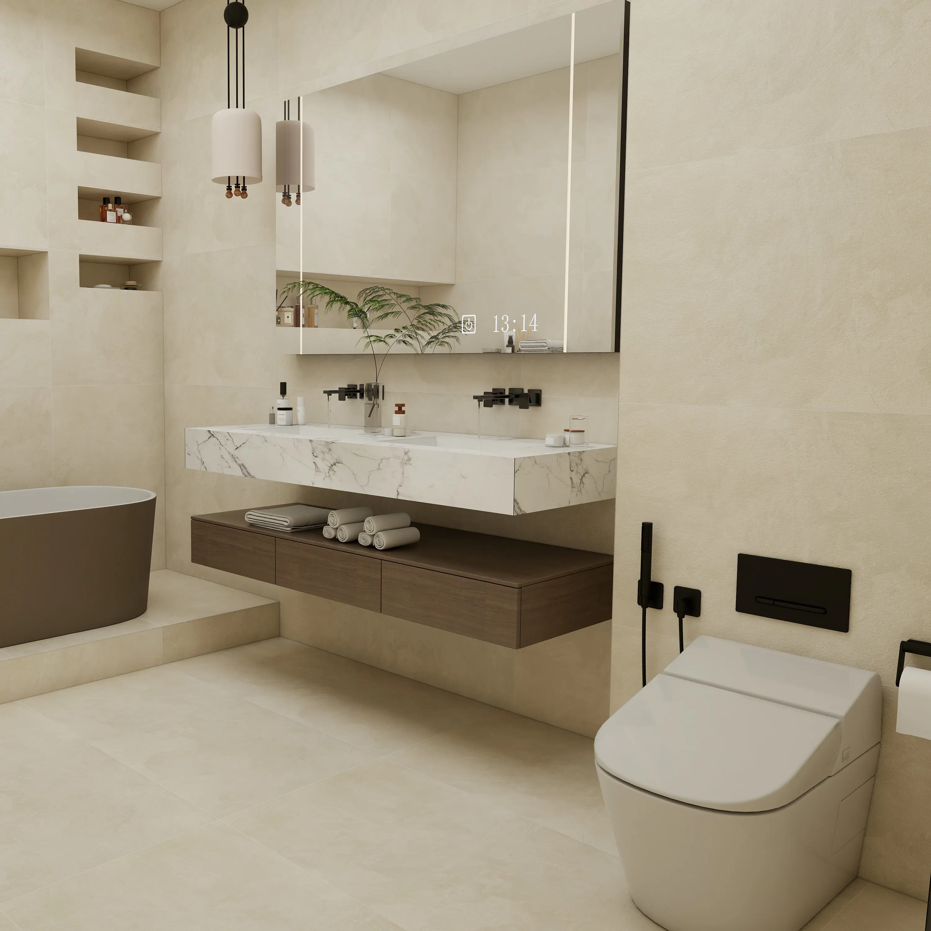 Изображение товара Керамогранит DUNA Ivory Carving 60x120 бежевый для пола и стен