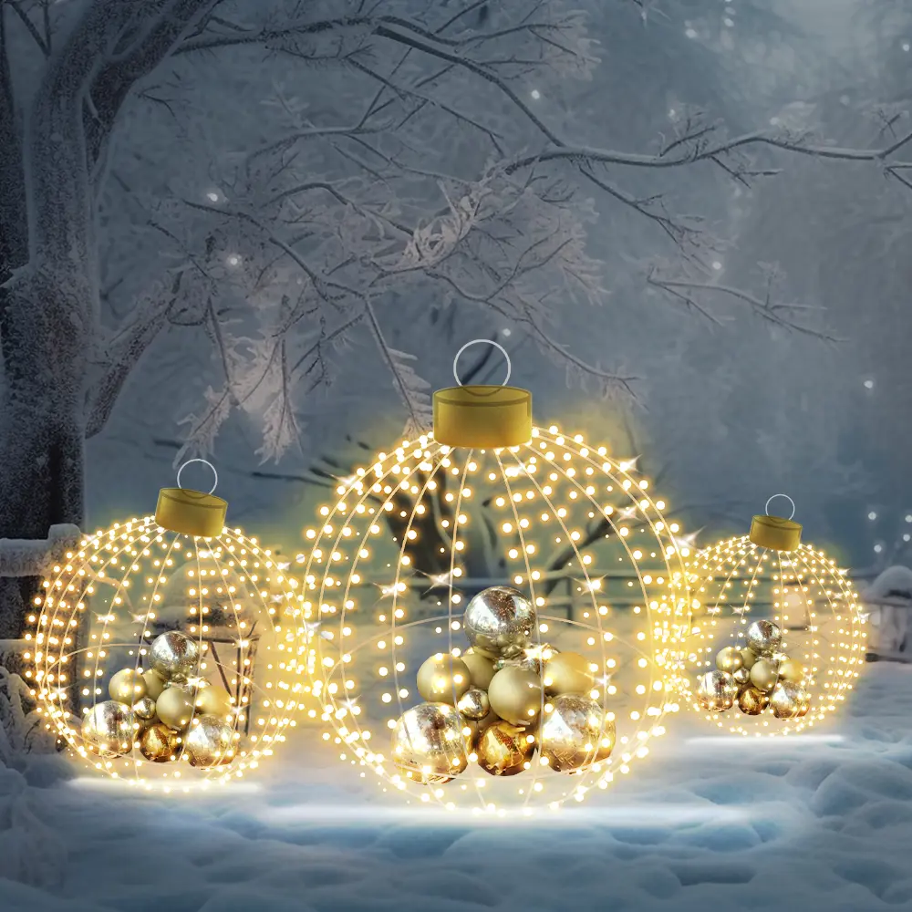 Изображение товара Электрическая светящаяся фигура Эйджи 966582 Шар елочный с игрушками каркасный 1 м разноцветный