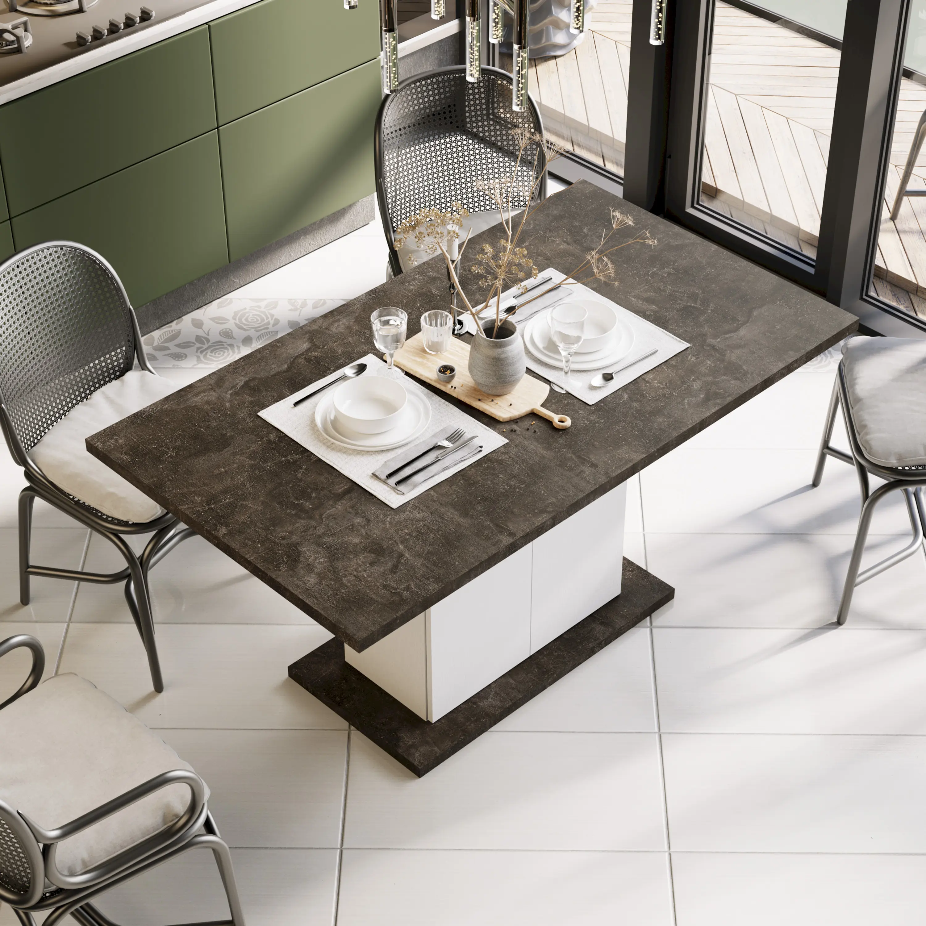 Изображение товара Кухонный стол Трия Детройт Тип 1 150x77 см ЛДСП черный камень