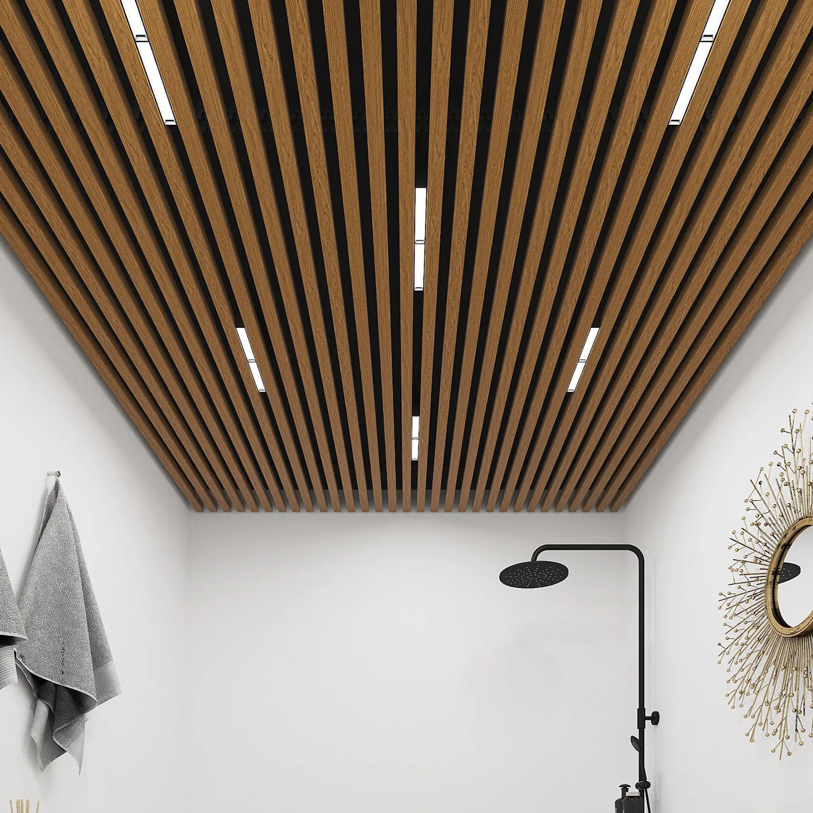 Изображение товара Комплект кубообразного реечного подвесного потолка Cesal AR C 30/27 2x2м дуб медовый