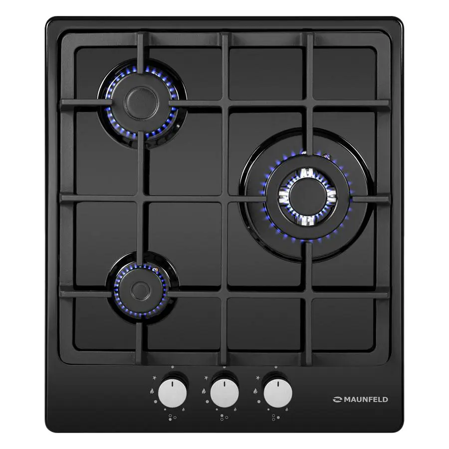 Изображение товара Газовая варочная панель Maunfeld EGHE.43.33CB/G 3 конфорки черный эмаль решетки чугун