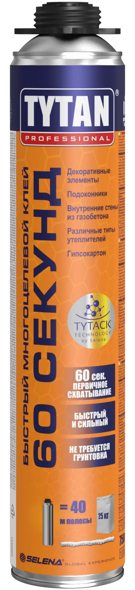 Изображение товара Клей-пена профессиональная Tytan 60 секунд всесезонная 750 мл