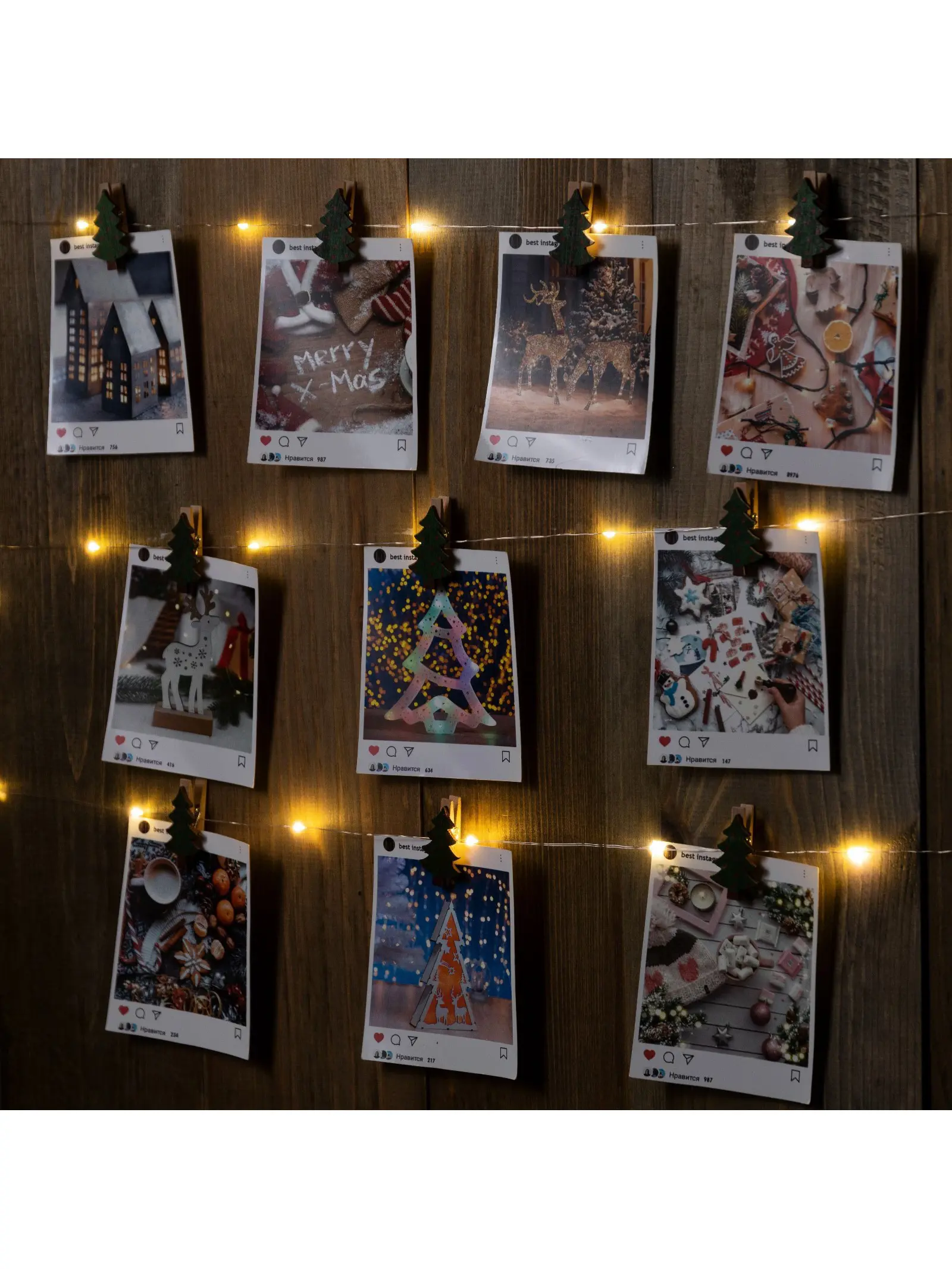 Изображение товара Электрогирлянда Luazon Lighting 9643068 Нить Rosa Decor Елочки 20 ламп теплый белый