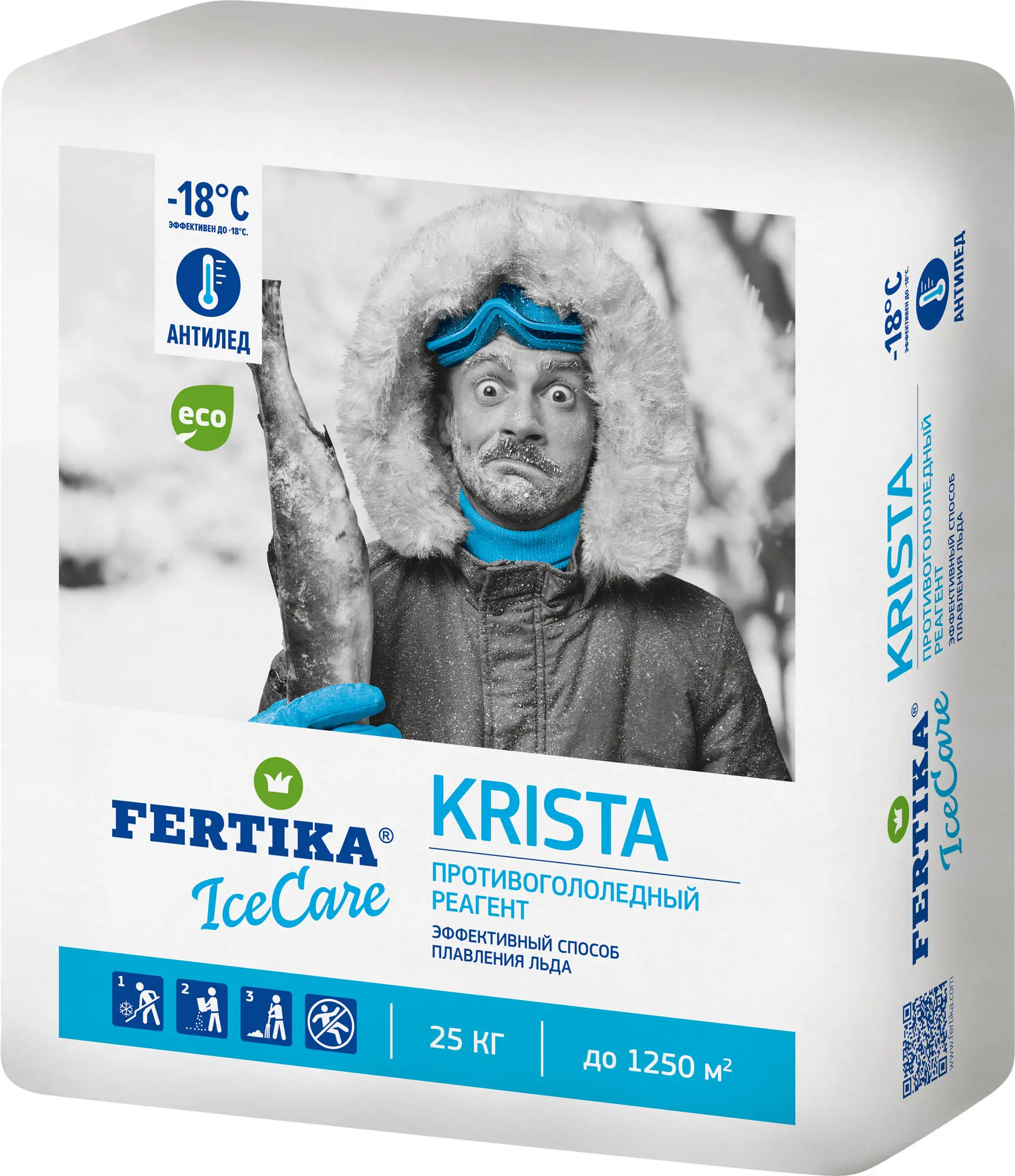 Изображение товара Противогололедные реагенты Fertika Icecare Krista 25 кг для безопасных зимних дорожек