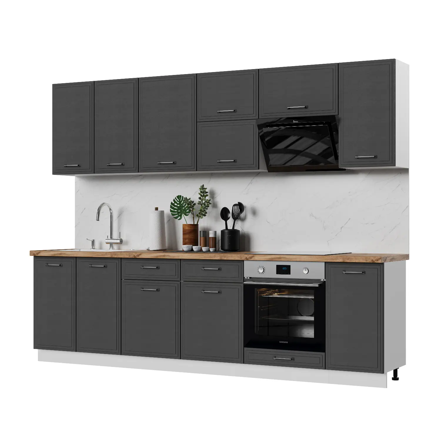 Изображение товара Кухонный гарнитур Стендмебель Индира УТ000587837 280x217x47.8 см ЛДСП цвет белый, гранит