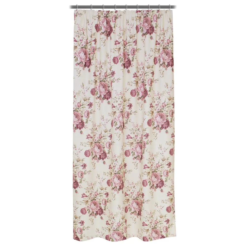 Фото Штора на ленте «Цветы» 160х260 см цвет кремово-красный