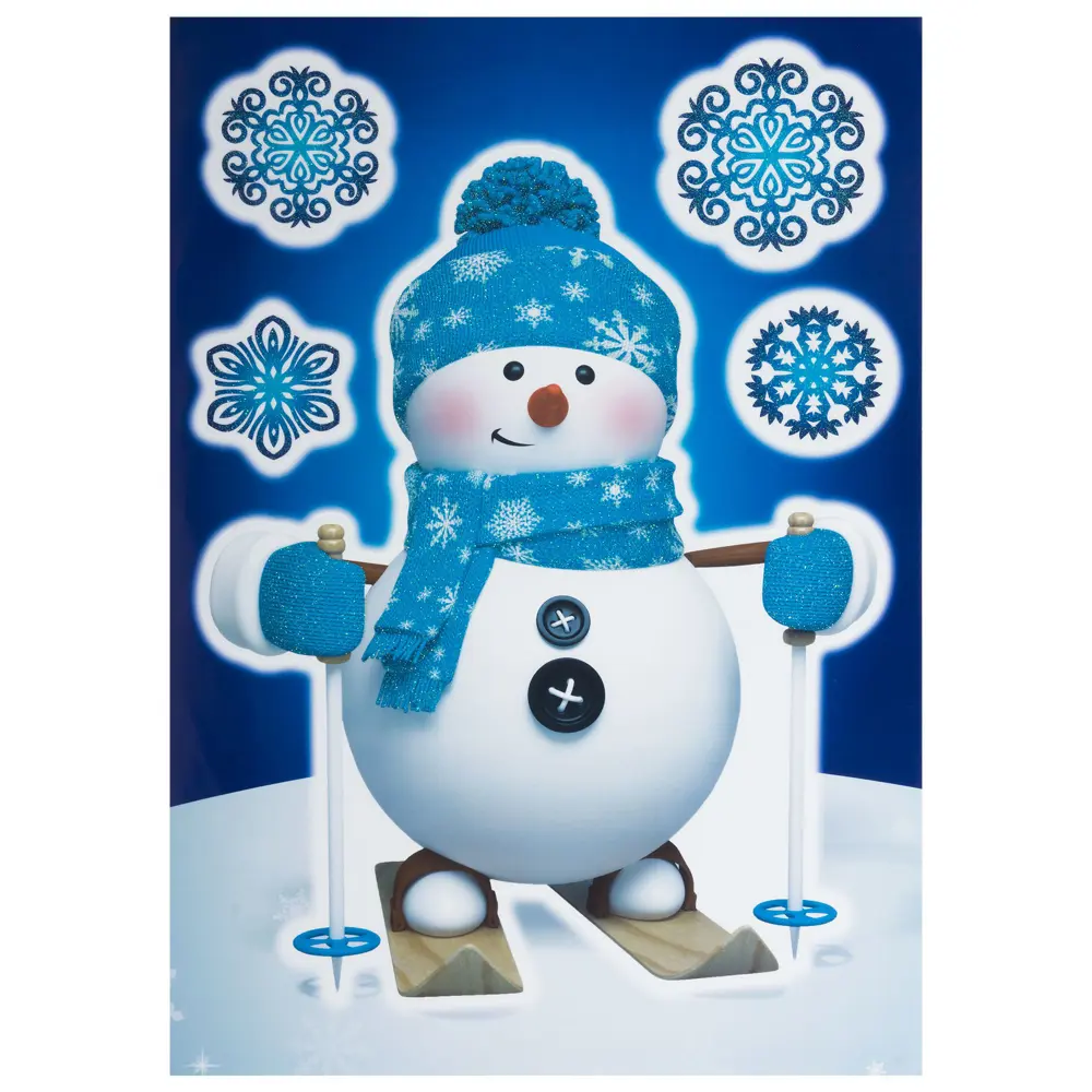 Фото Наклейка «Снеговичок на лыжах» Декоретто L