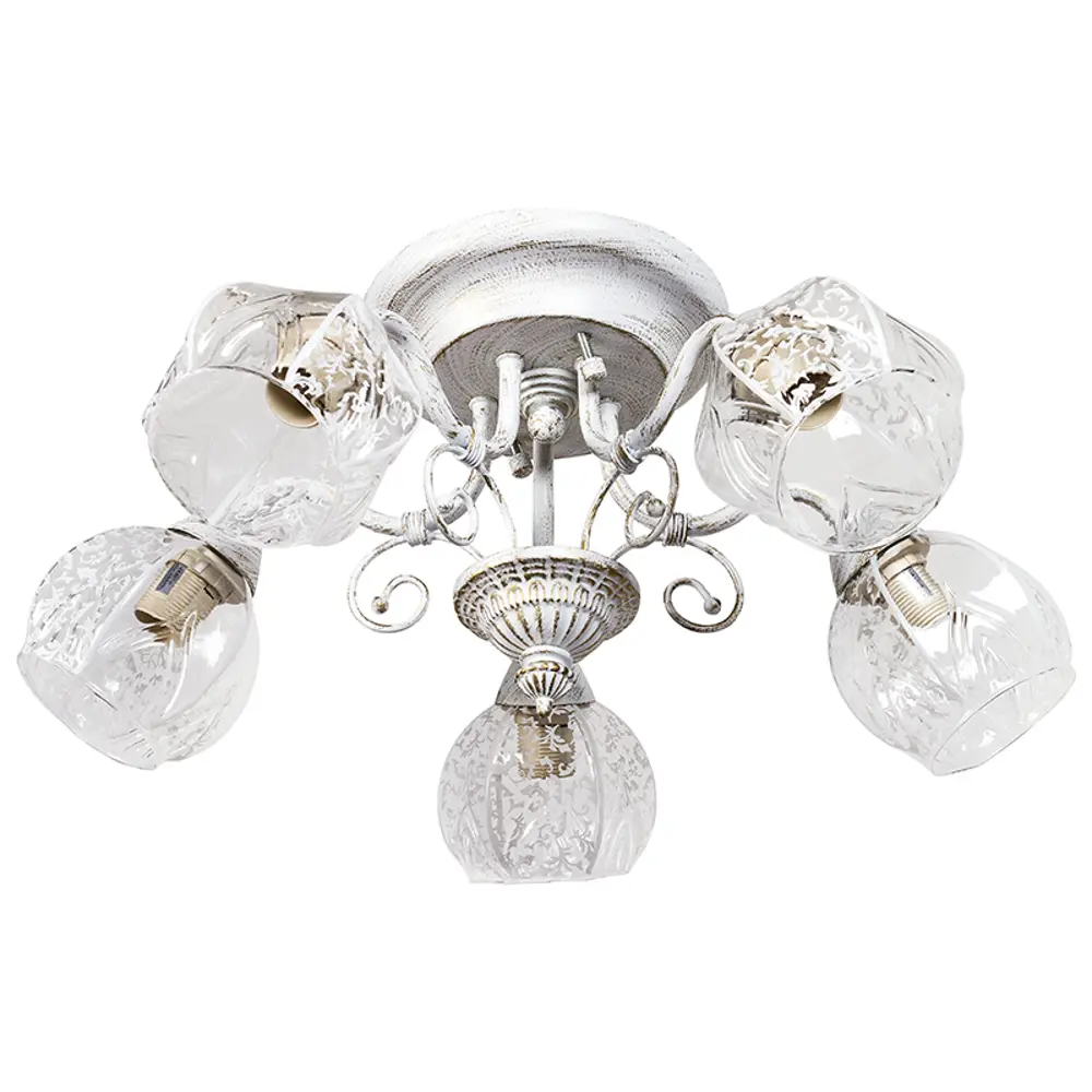 Фото Люстра Bells 5xE14x60 Вт, металл/стекло, цвет белый Фото Люстра Bells 5xE14x60 Вт, металл/стекло, цвет белый