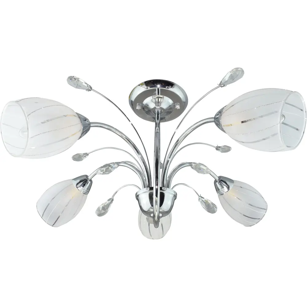 Фото Люстра Flower 5xE14x40 Вт, стекло, цвет хром Фото Люстра Flower 5xE14x40 Вт, стекло, цвет хром