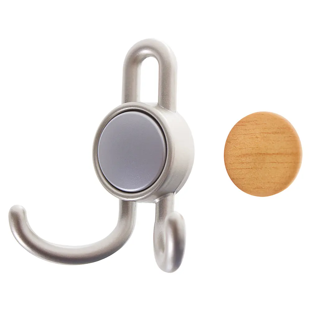 Фото Крючок 15.101 максимальная нагрузка 56 кг сталь цвет матовый никель/орех Фото Крючок 15.101 максимальная нагрузка 56 кг сталь цвет матовый никель/орех