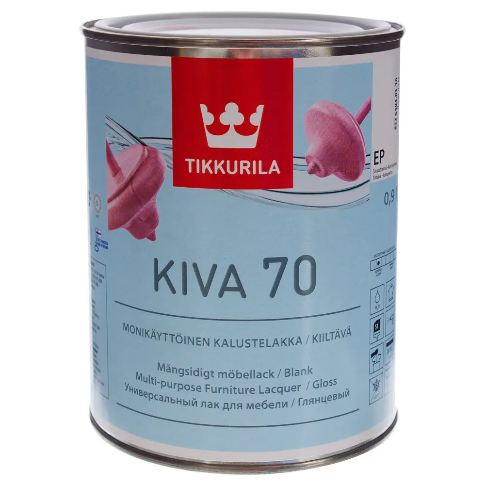 Фото Лак для мебели акриловый глянцевый Tikkurila Kiva 70 0.9 л Фото Лак для мебели акриловый глянцевый Tikkurila Kiva 70 0.9 л