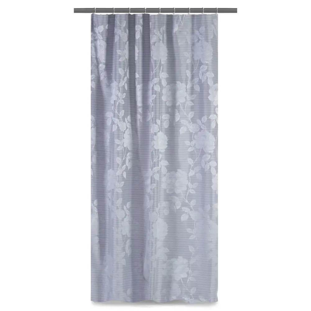 Фото Штора на ленте «Sanrise цветы» 145х260 см цвет серый