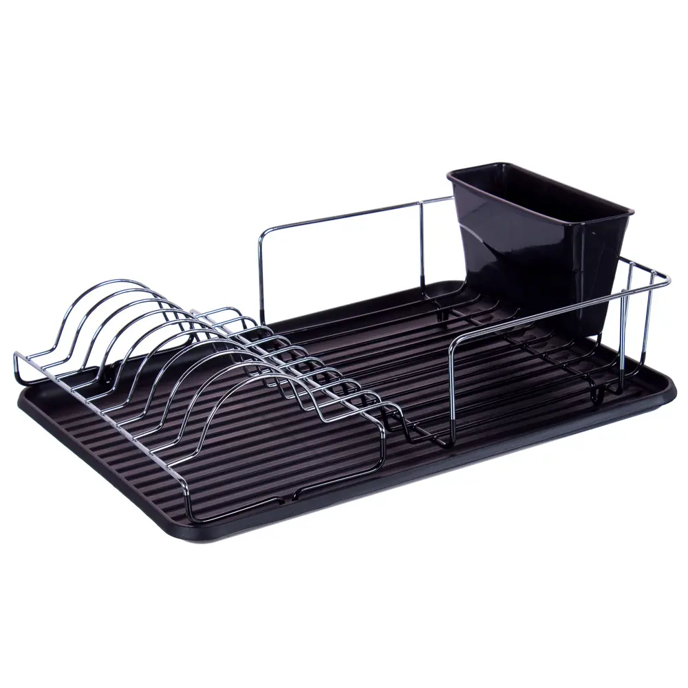 Фото Сушилка с поддоном для посуды NEO, 40x29,4x14,4 см, цвет хром/чёрный