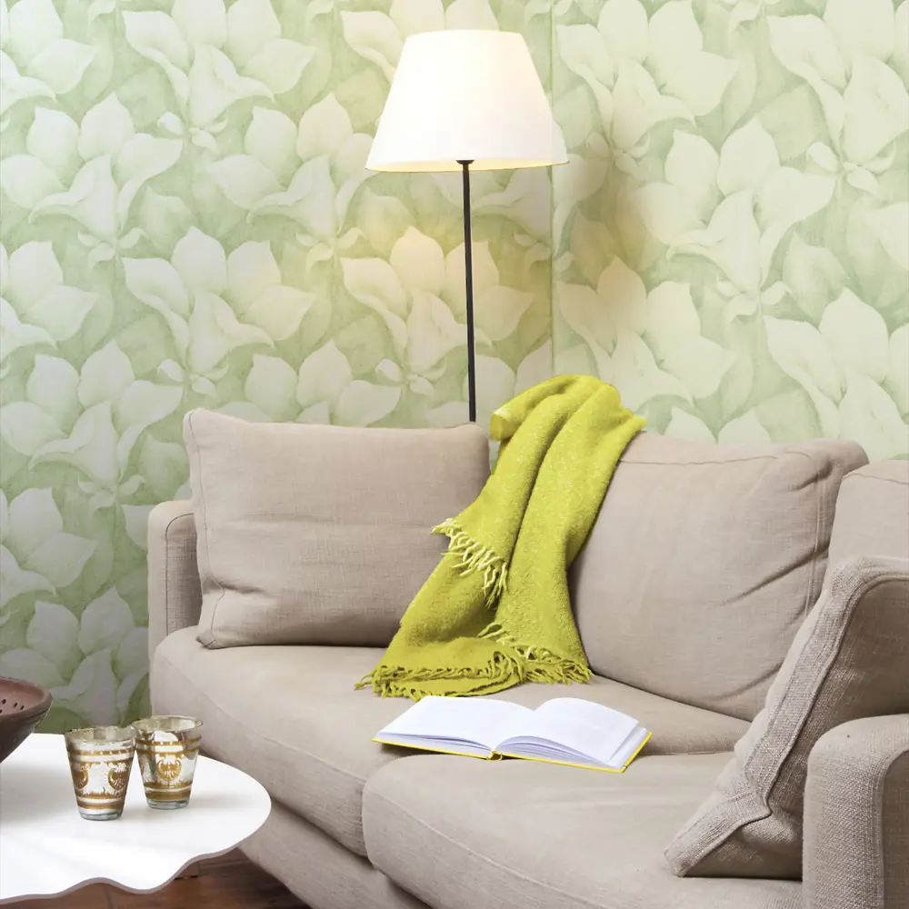 Фото 3 Обои бумажные Цветы 0.53х10.05 м цвет лайм МОФ 239912-3