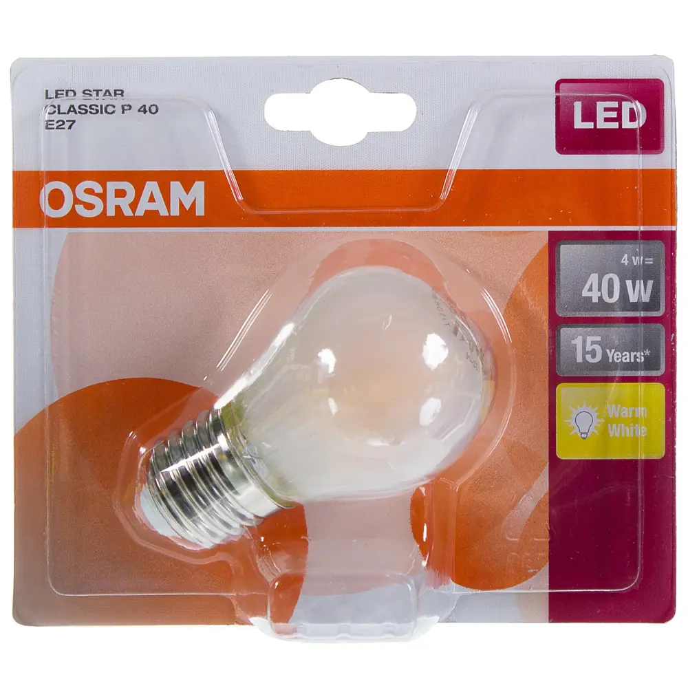 Фото 2 Лампа светодиодная Osram шар E27 4 Вт 470 Лм свет тёплый белый матовая Фото 2 Лампа светодиодная Osram шар E27 4 Вт 470 Лм свет тёплый белый матовая