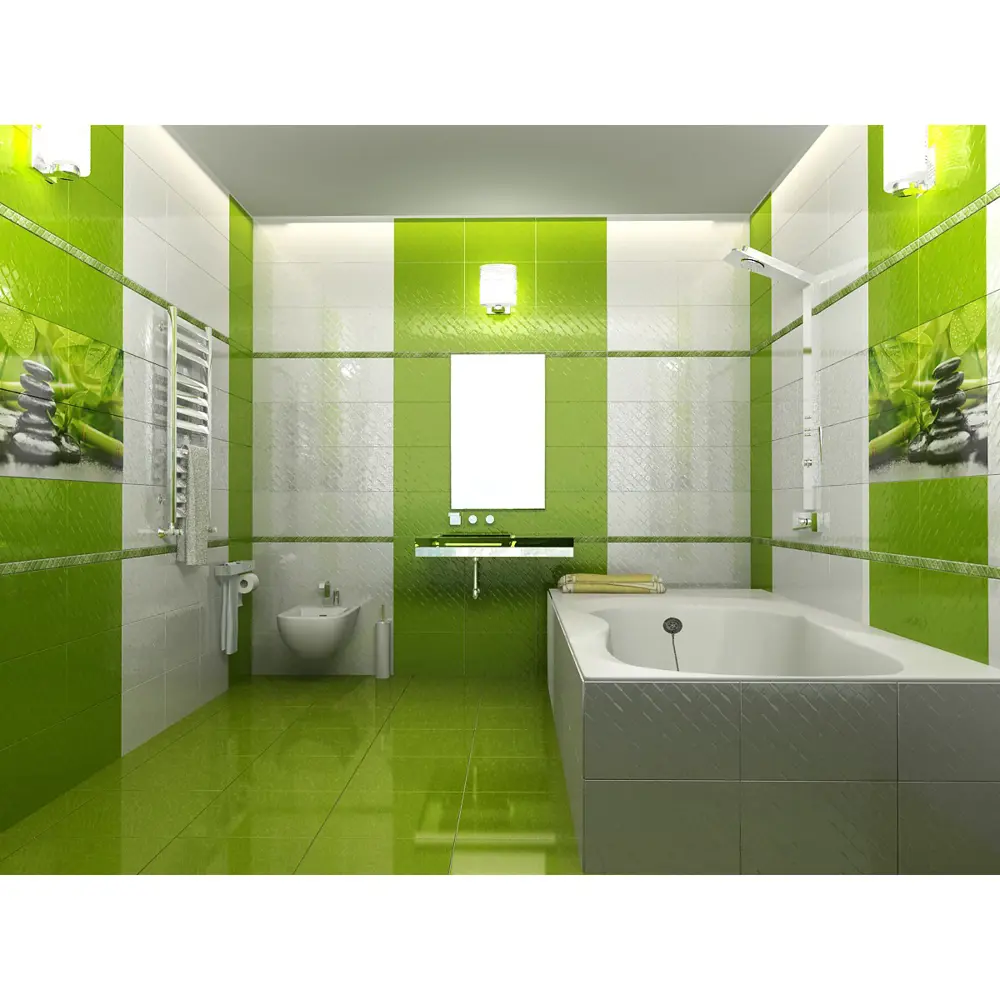 Фото 3 Бордюр Golden Tile «Relax HD» 40х3 см цвет зелёный