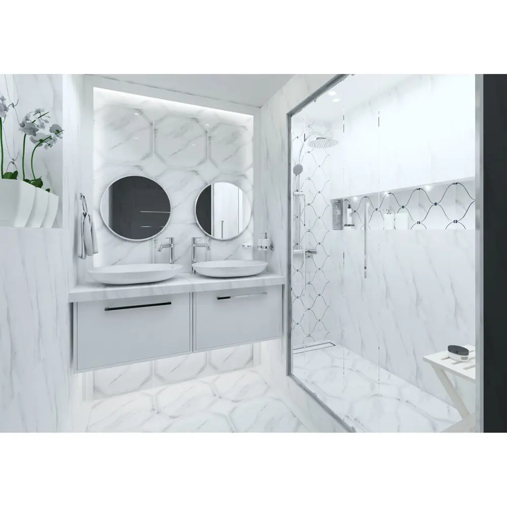 Фото 4 Плитка напольная «Carrara G» 42х42 см 1.41 м2 цвет белый Фото 4 Плитка напольная «Carrara G» 42х42 см 1.41 м2 цвет белый