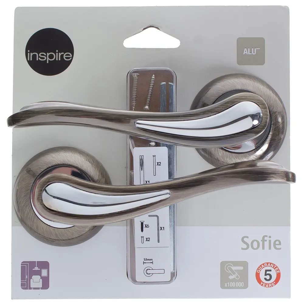 Фото 4 Дверная ручка Inspire «Sofie», без запирания, комплект, цвет бронза