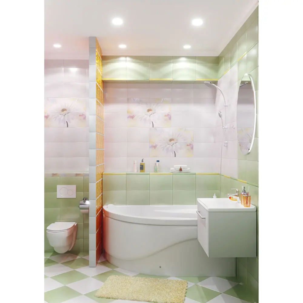 Фото 2 Плитка напольная Gerbera 30x30 см 1.08 м² цвет фисташковый Фото 2 Плитка напольная Gerbera 30x30 см 1.08 м² цвет фисташковый